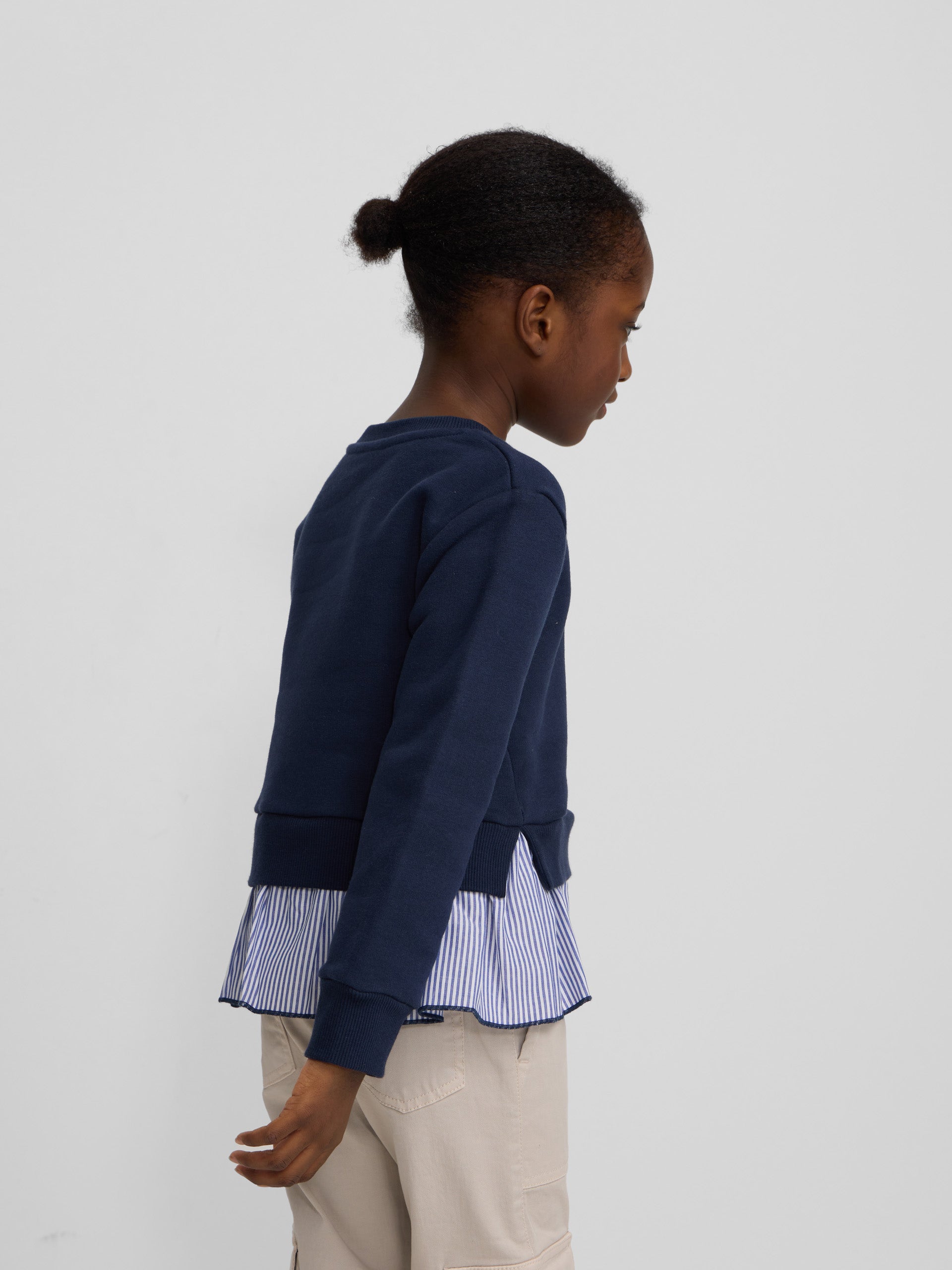 Sudadera girl combinada volante marino