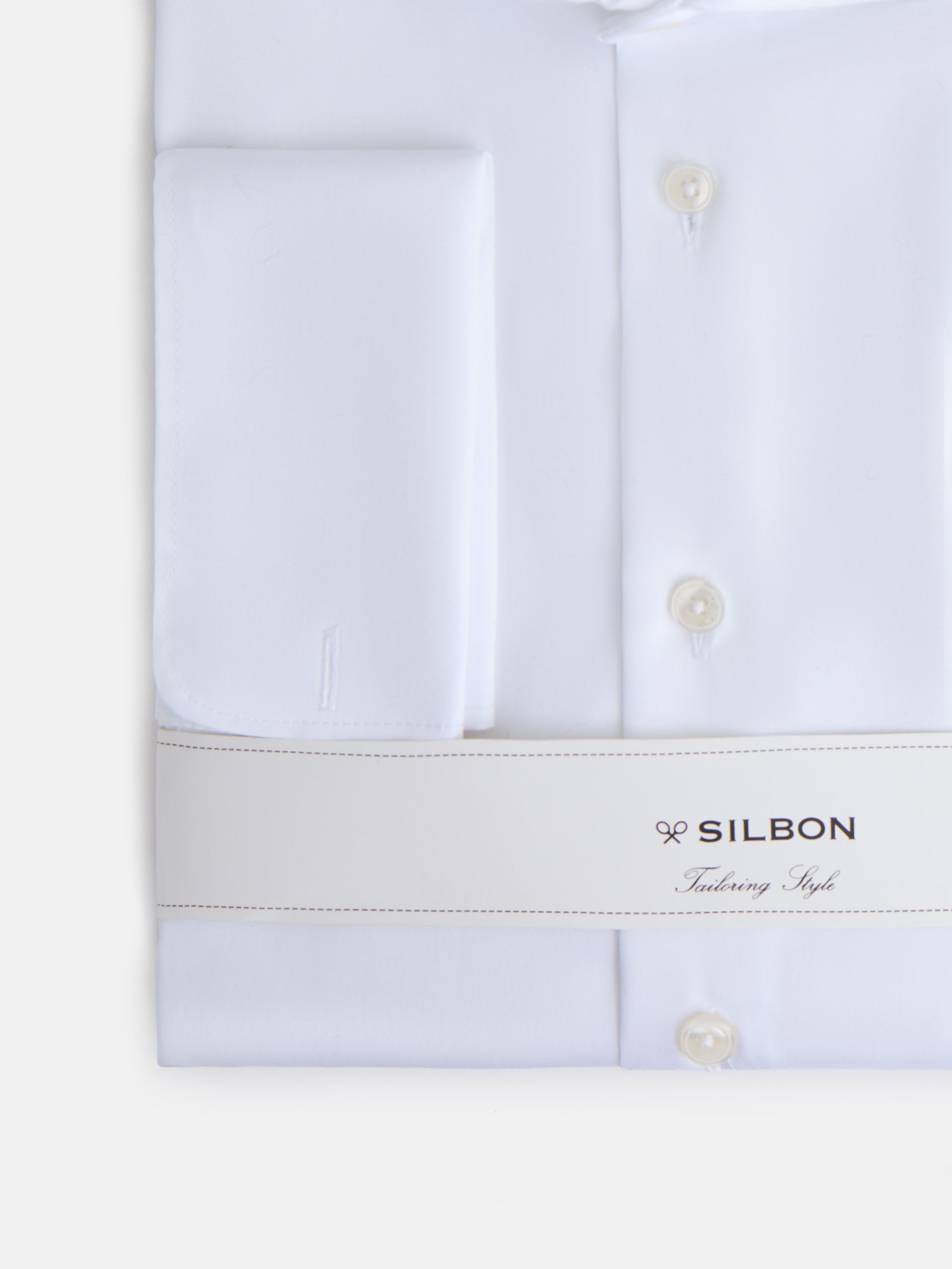Easy iron dress shirt with double cuffs, white