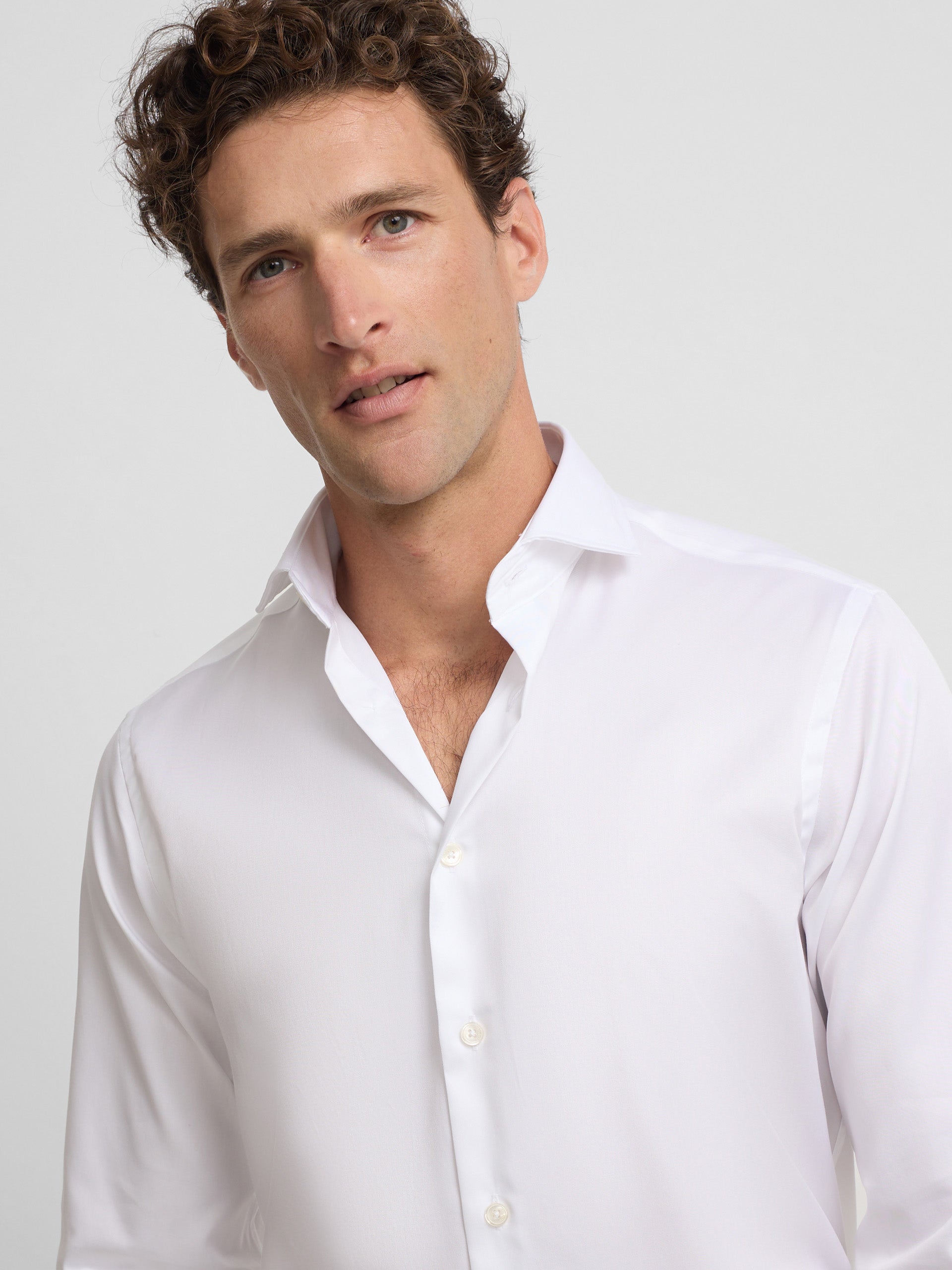 Camisa de vestir easy iron punho duplo branca