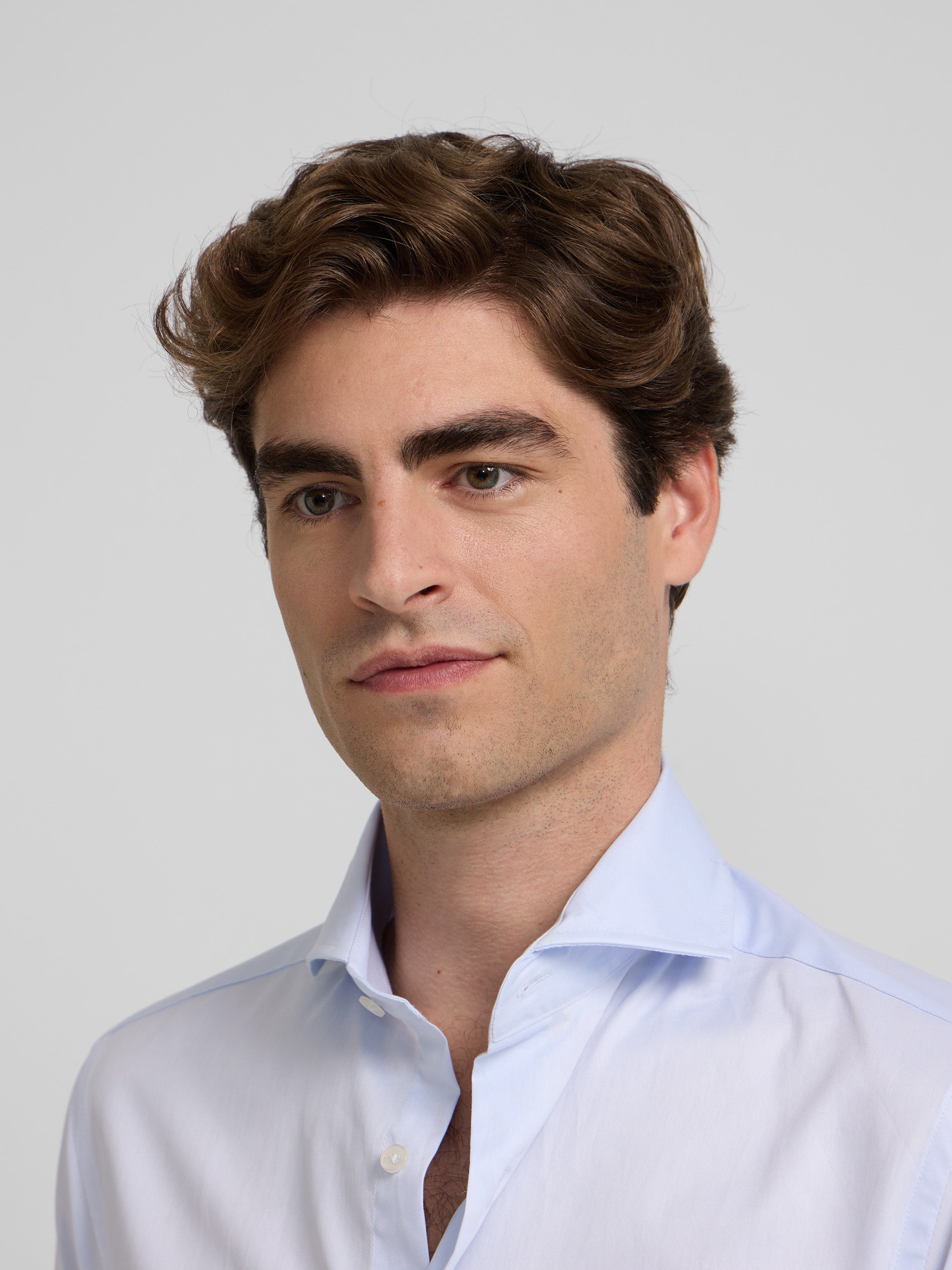 Camisa vestir mini rayas puño doble celeste