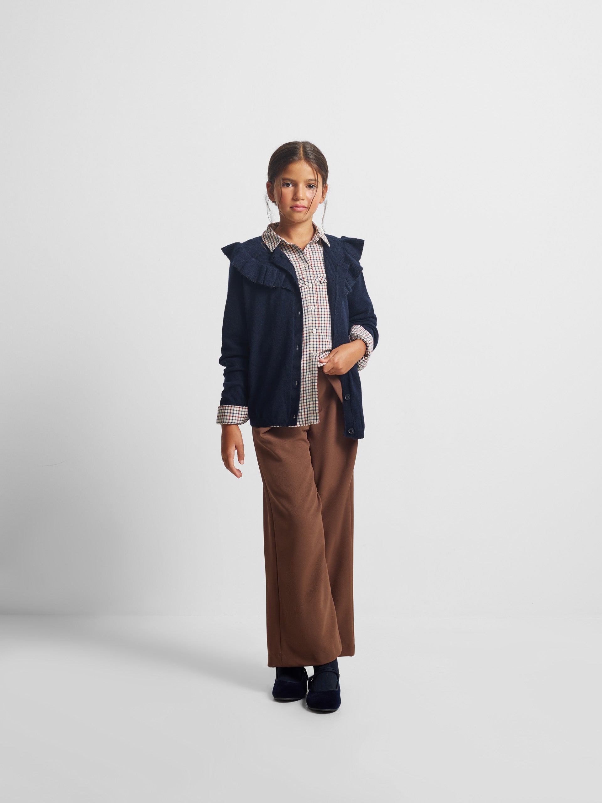 Cardigan girl punto volante marino