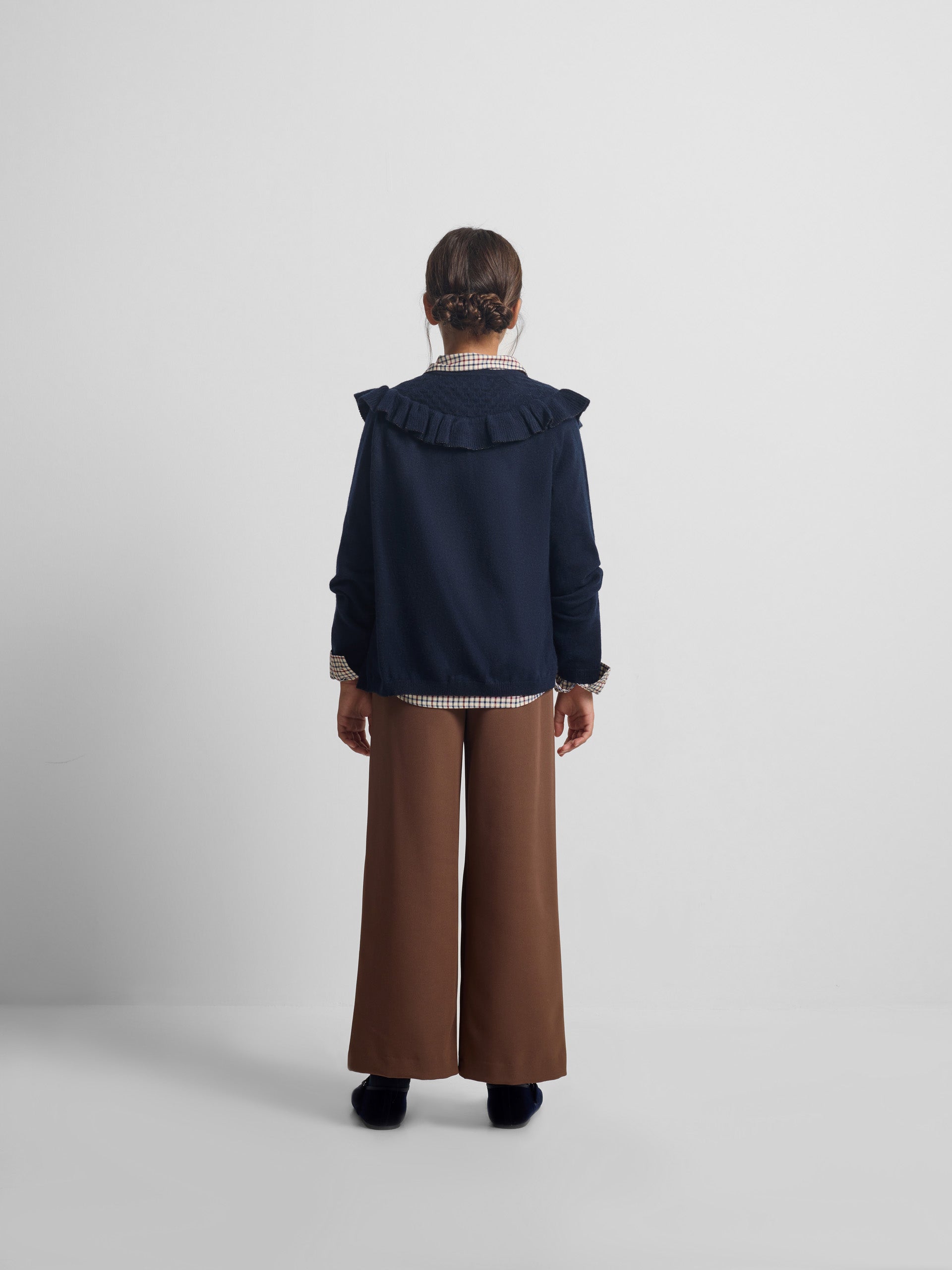 Cardigan girl punto volante marino