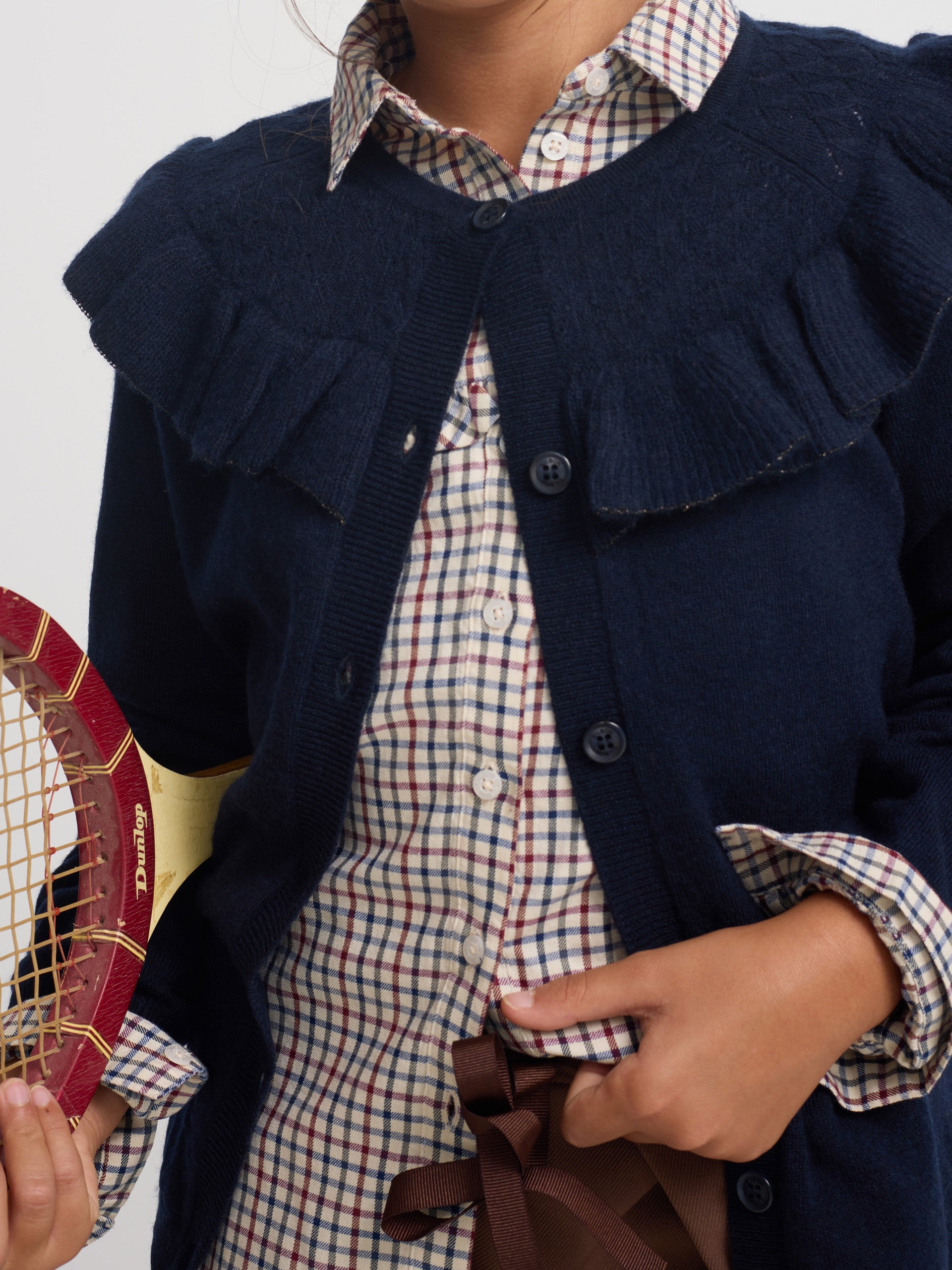 Cardigan girl punto volante marino