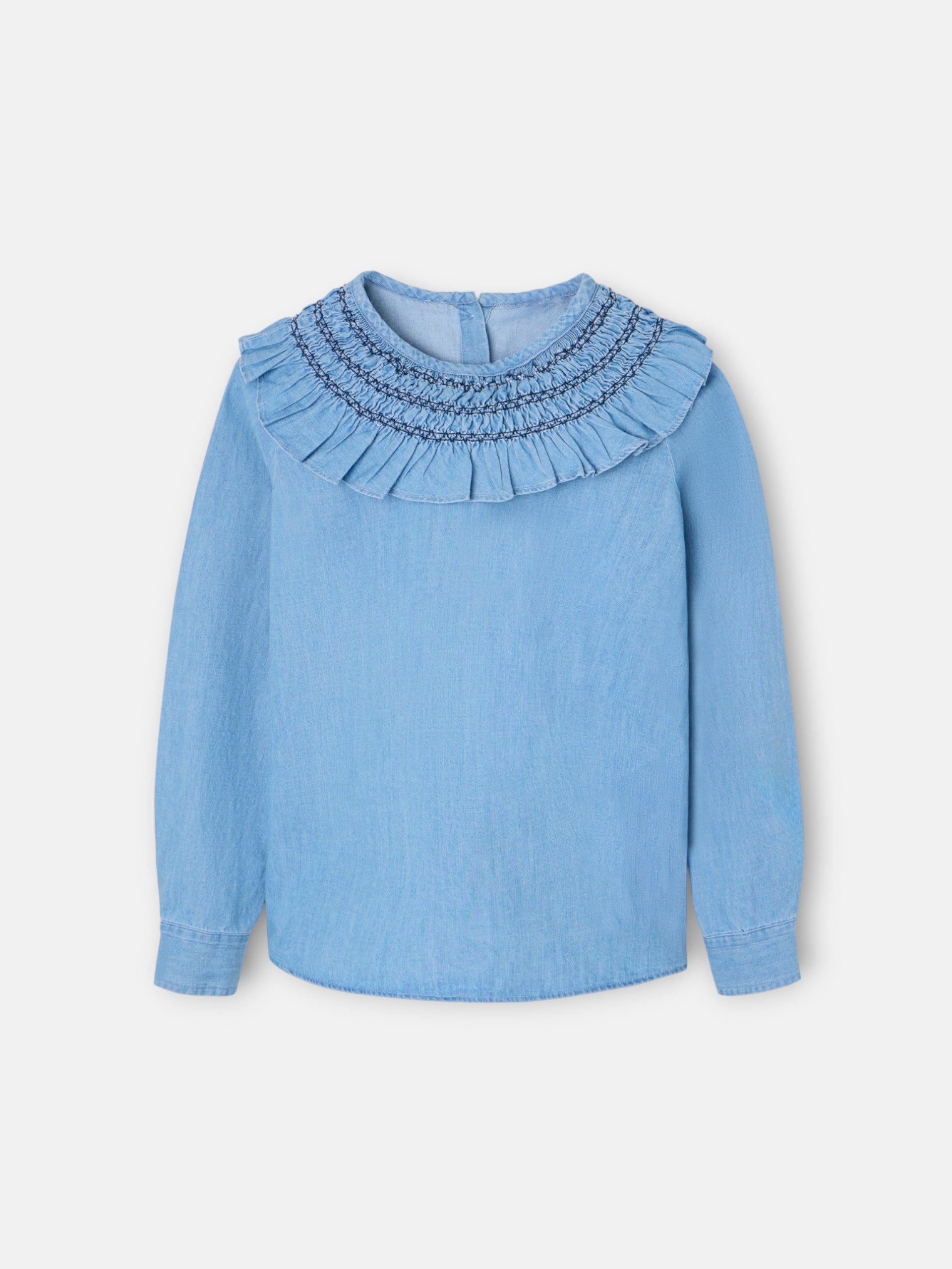 Blusa menina com detalhe no punho em ganga