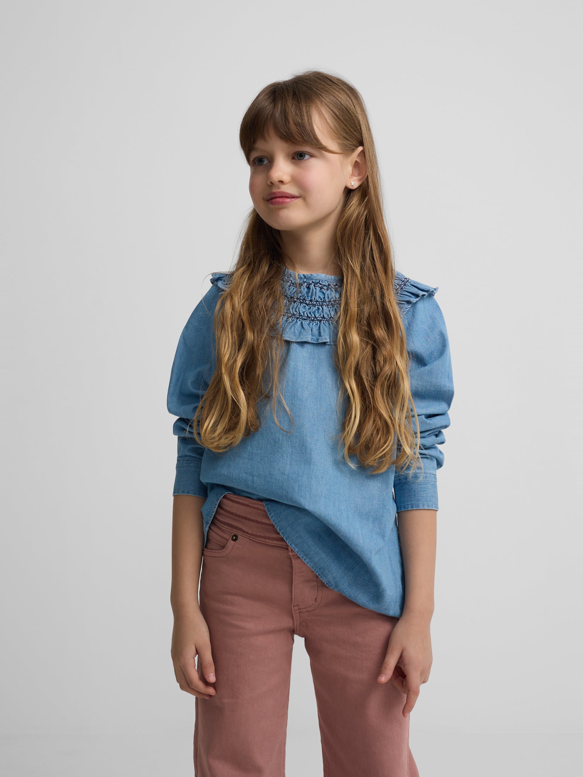 Blusa menina detalhe punho ganga
