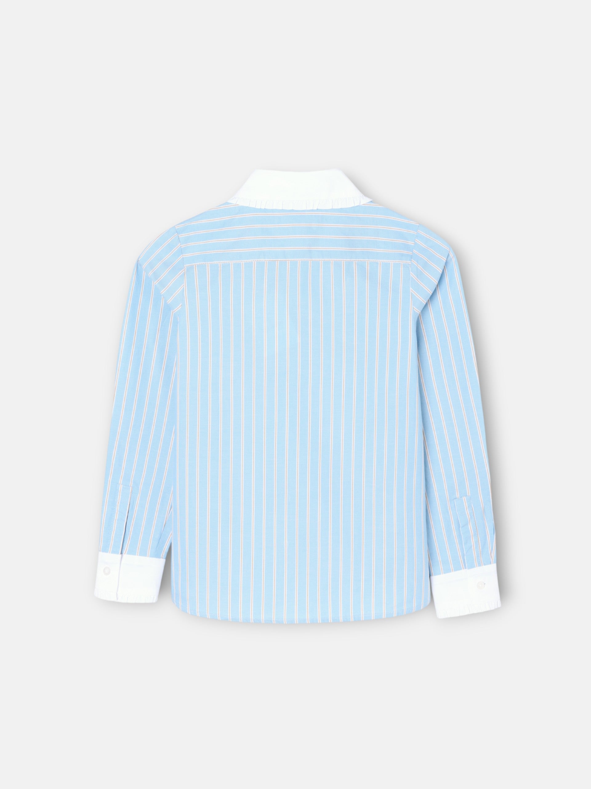 Chemise fille à rayures bleues et blanches