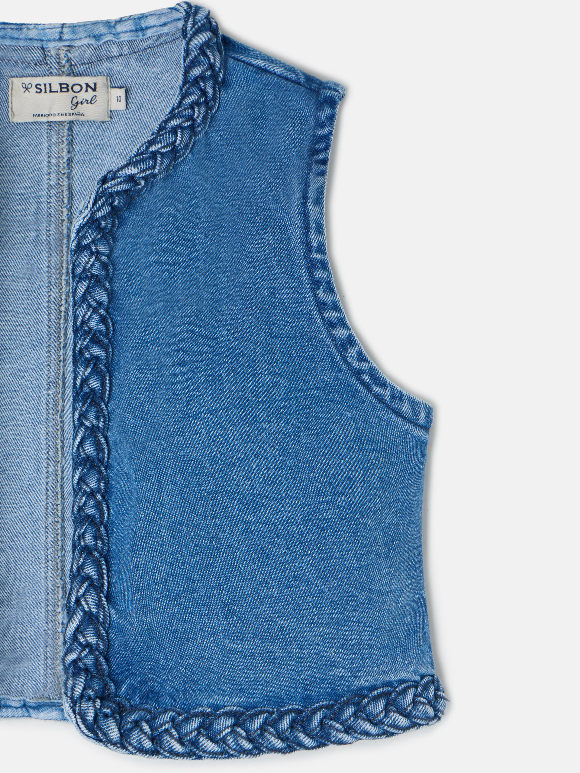 Chaleco girl trenza denim