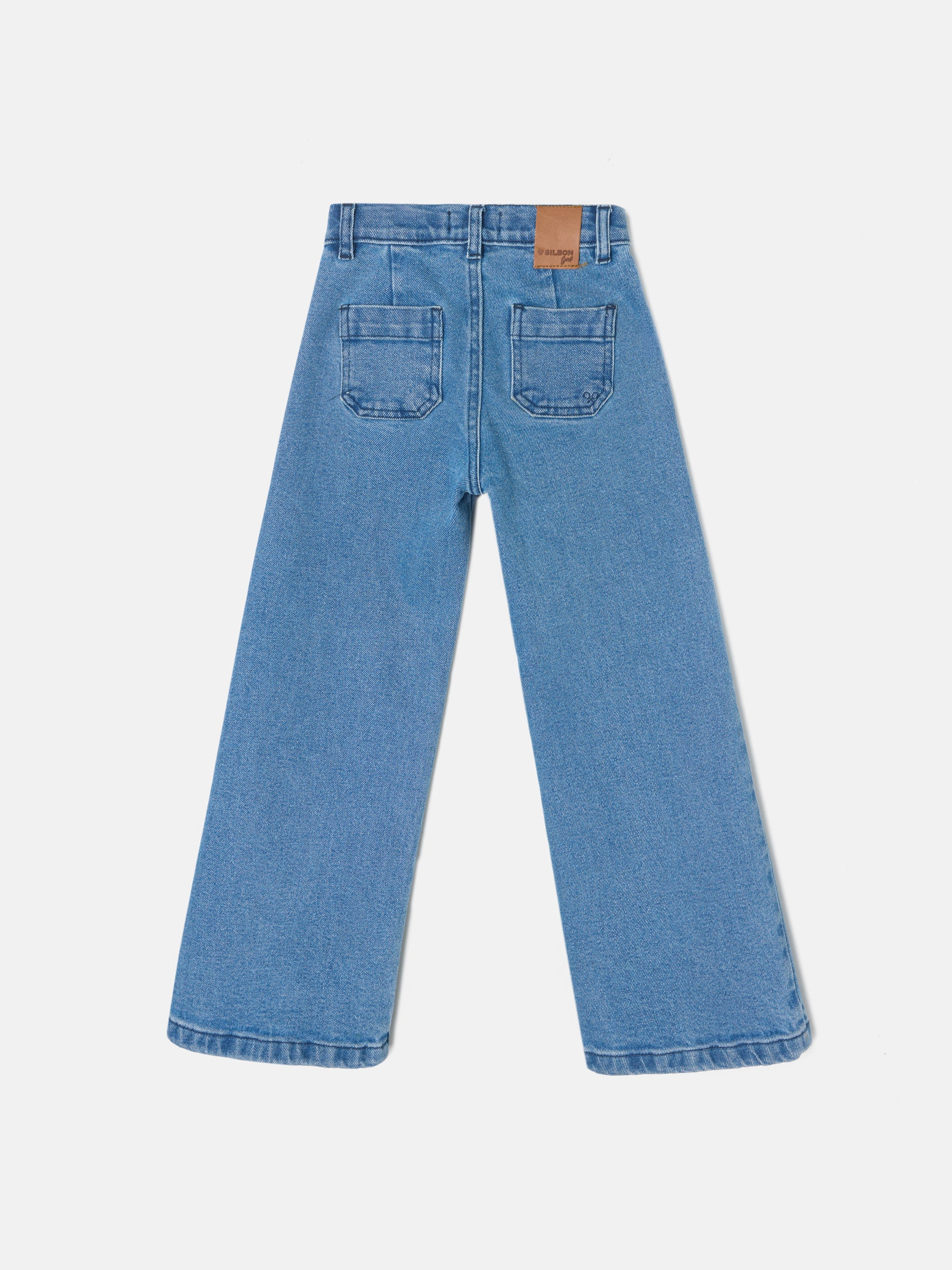 Girl's pants with braided pockets and denim