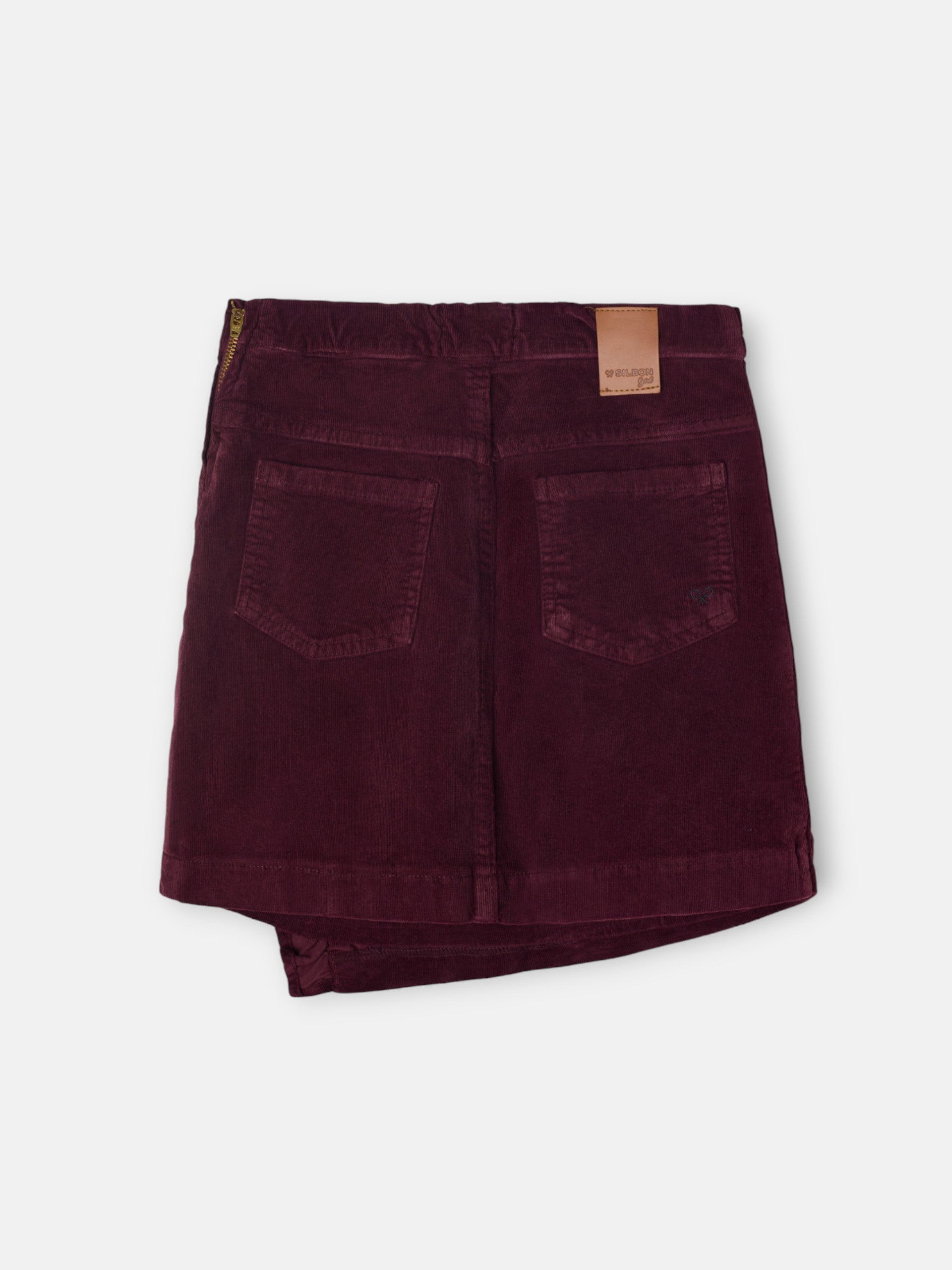 Falda girl volante pana granate