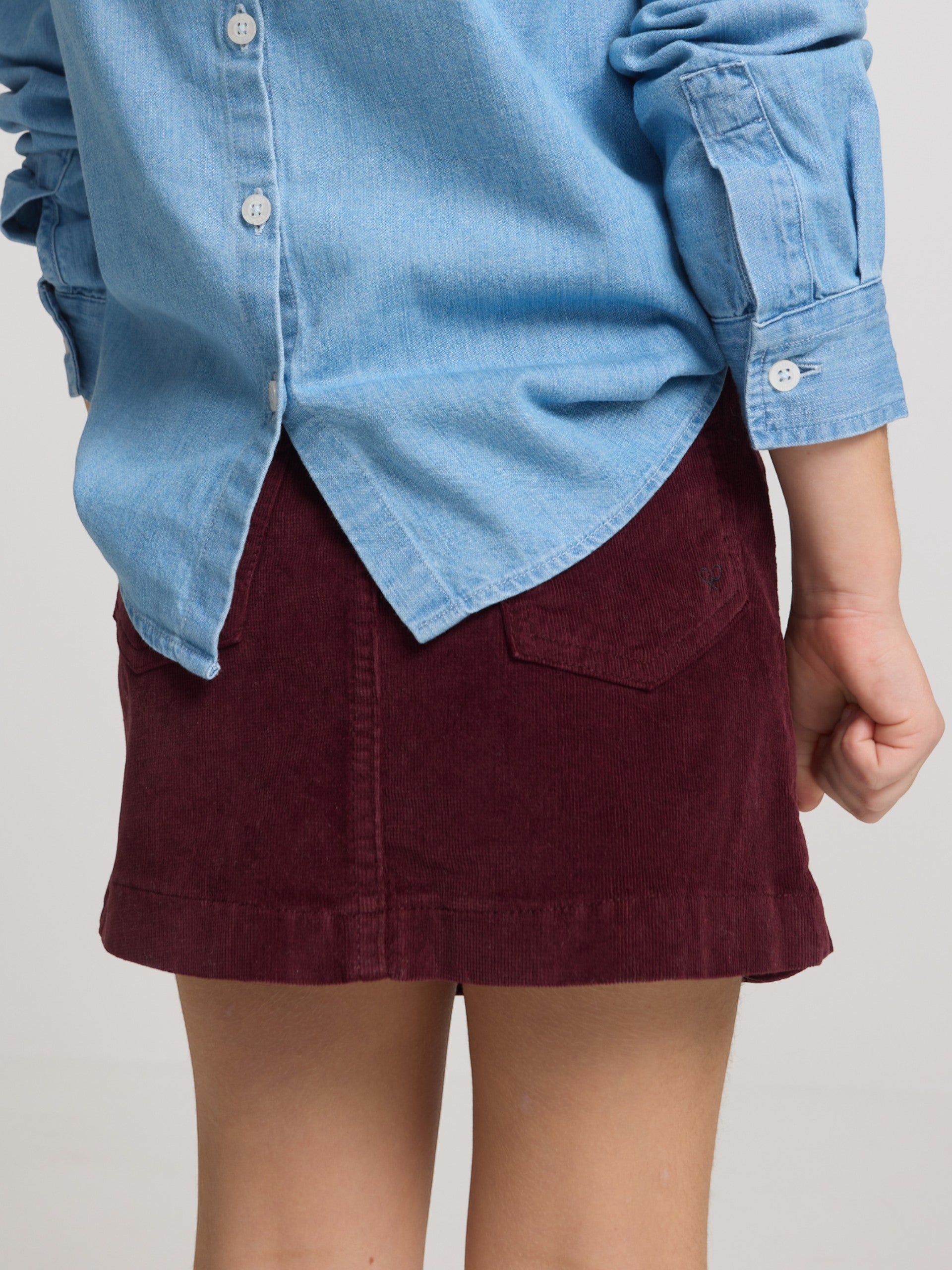 Falda girl volante pana granate