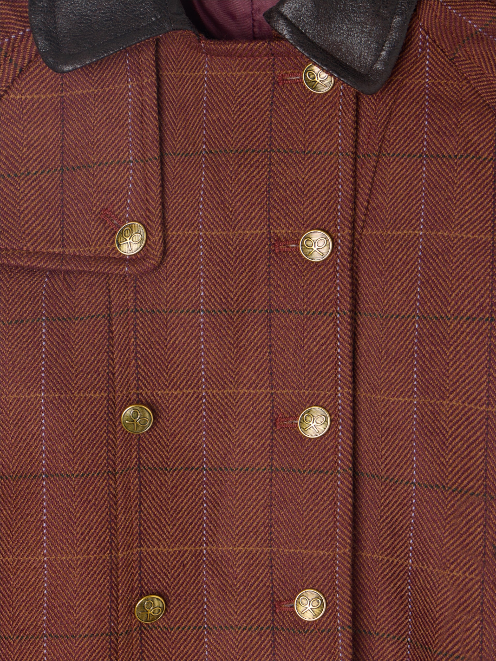 Capa girl detalles cuero cuadros marrones