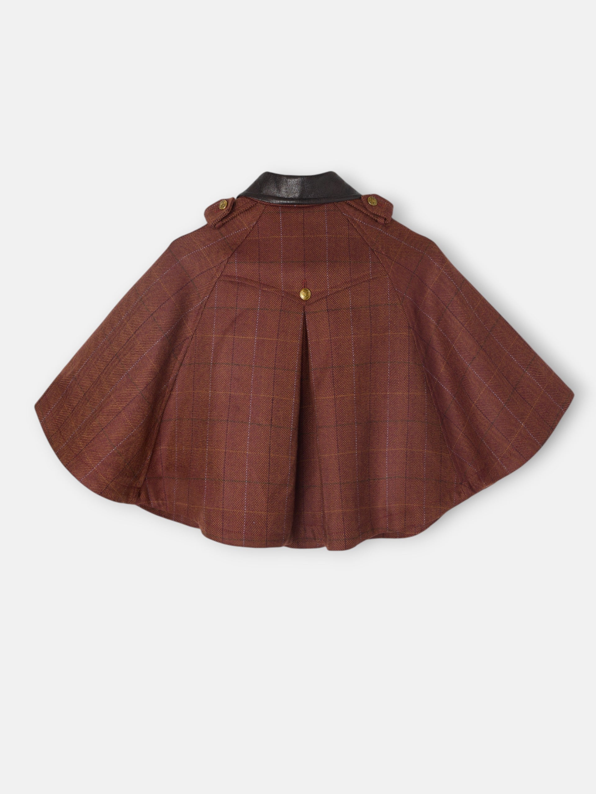 Cape fille avec détails en cuir à carreaux marron