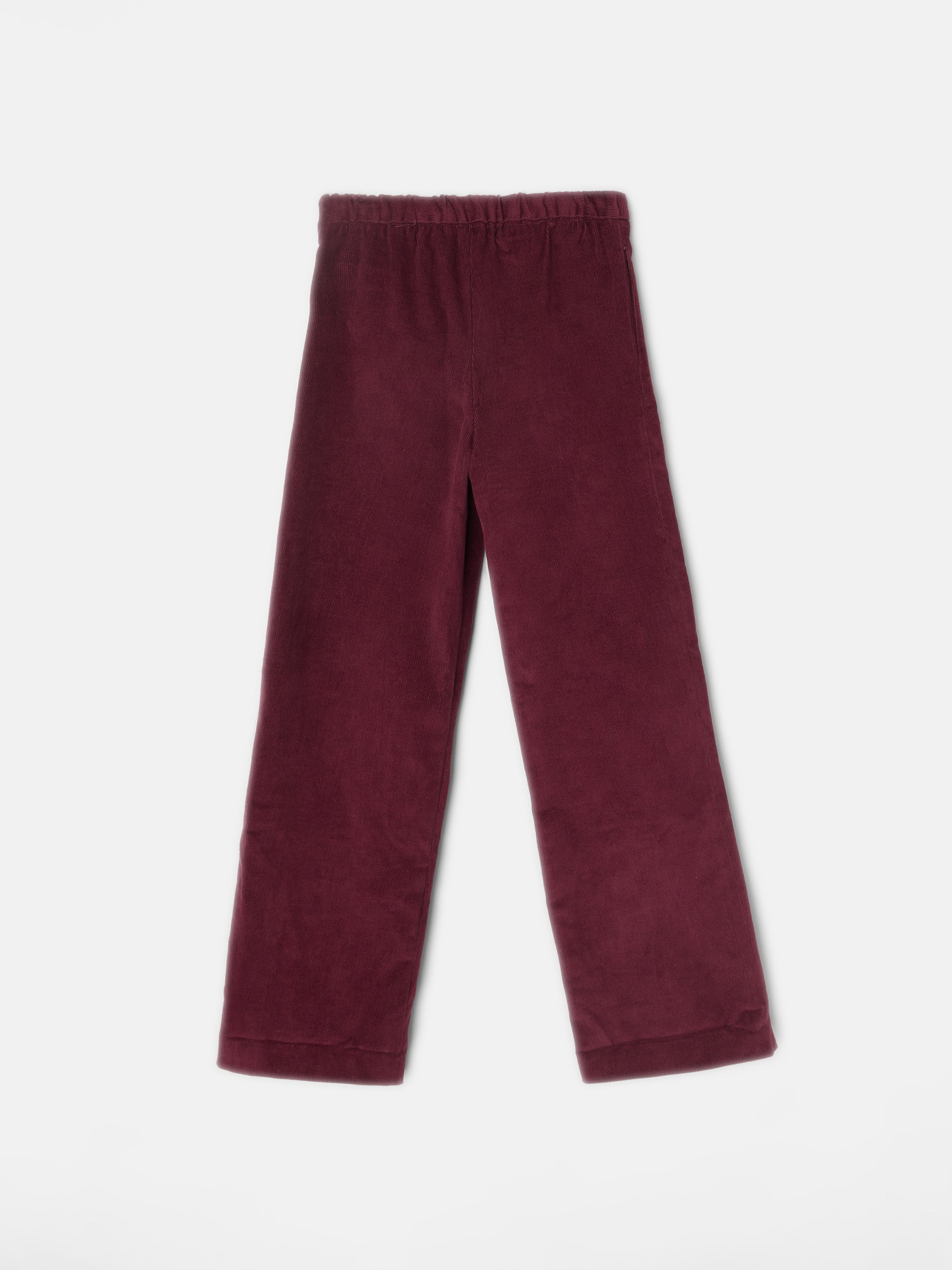 Pantalon fille en velours côtelé bordeaux