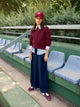 Girl's navy blue bow pants