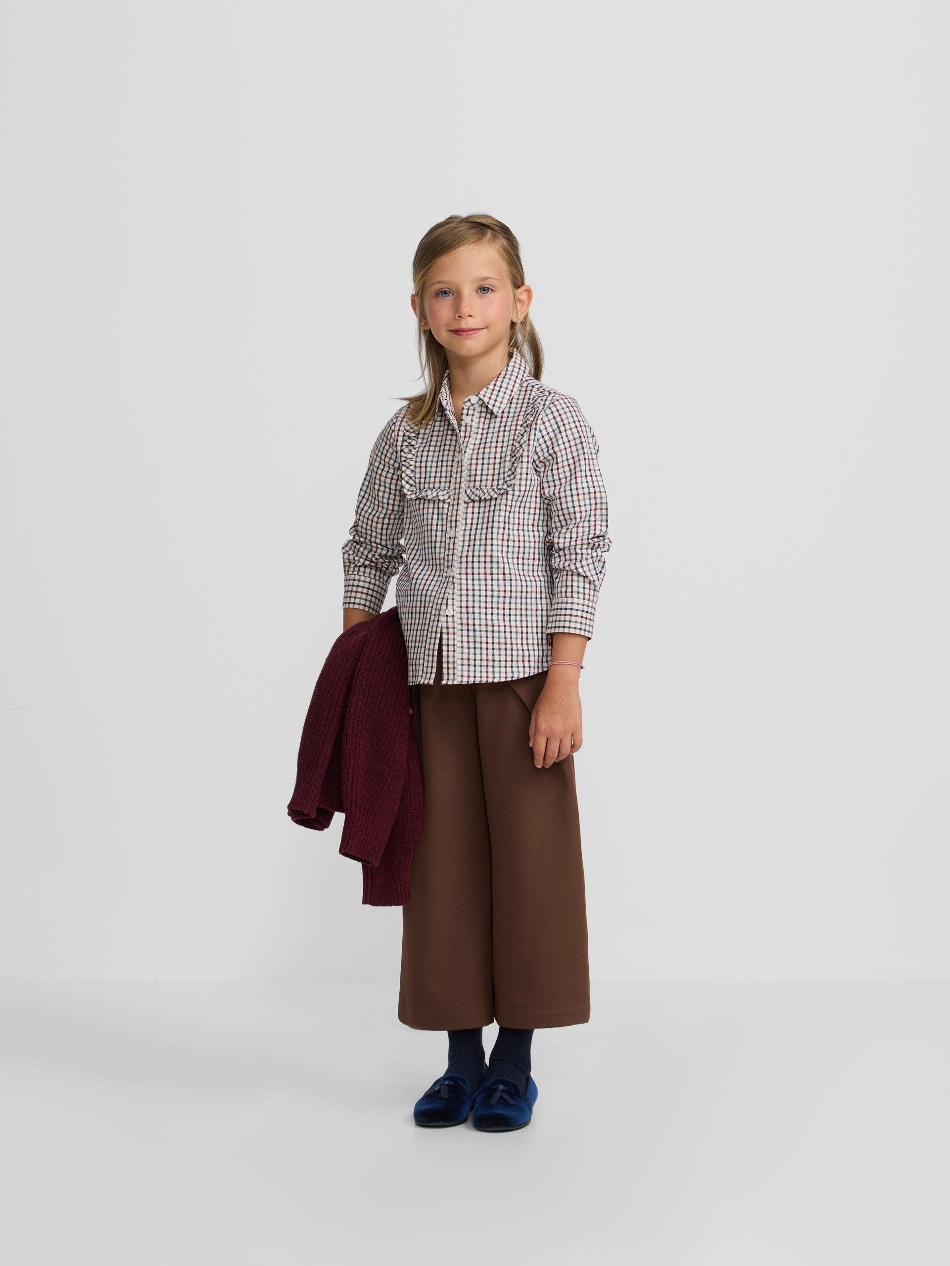 Pantalon fille avec nœud marron