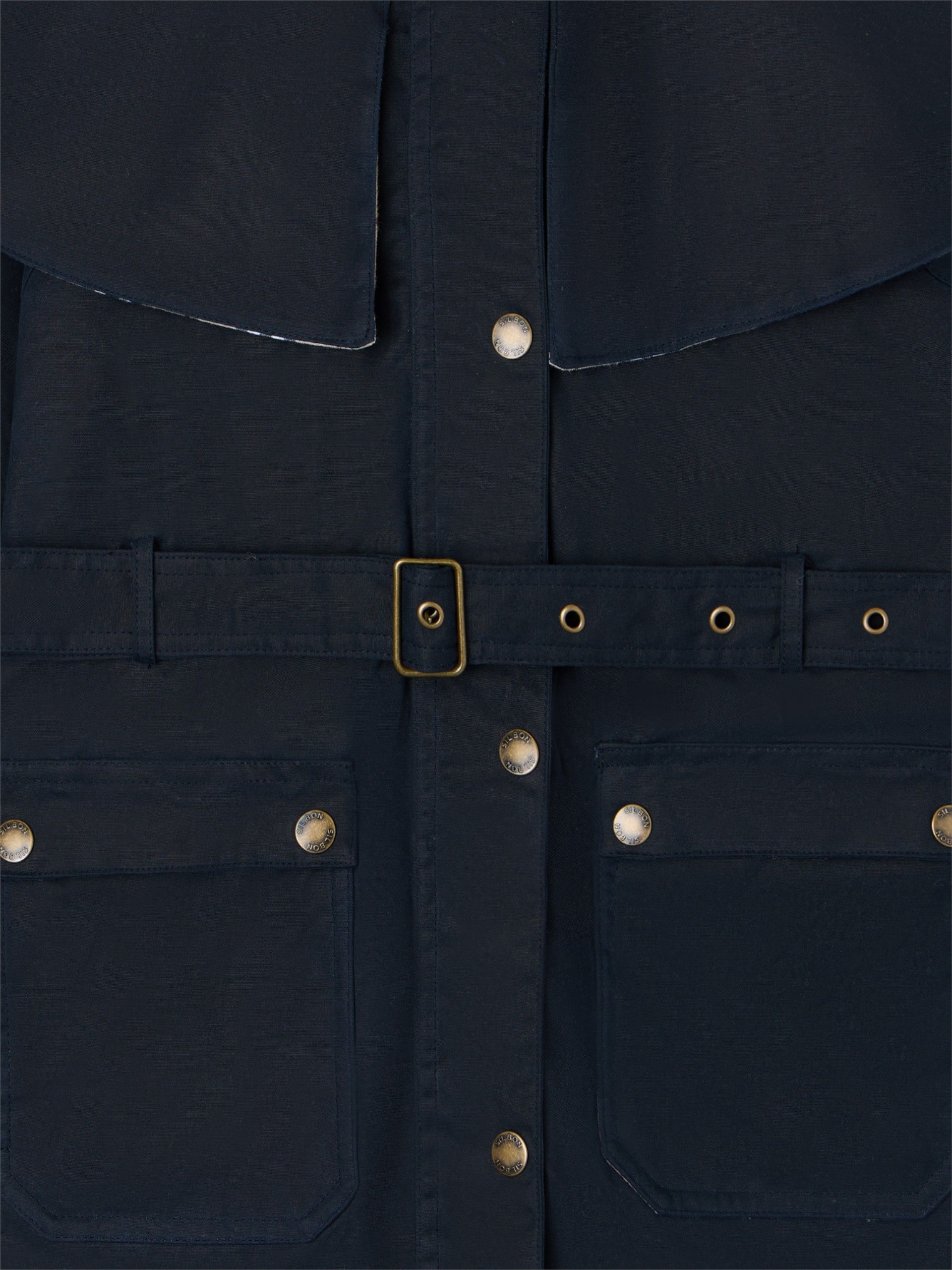 Long waxed navy blue parka for girls