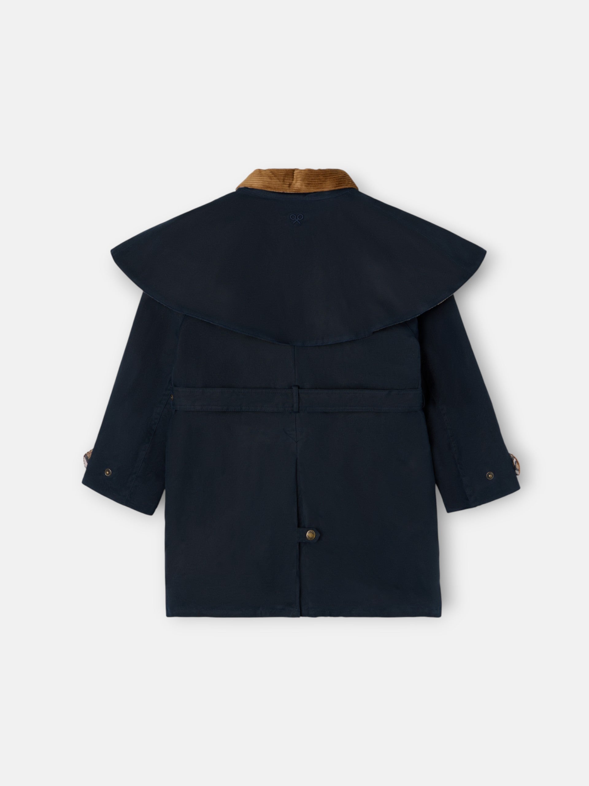 Long waxed navy blue parka for girls