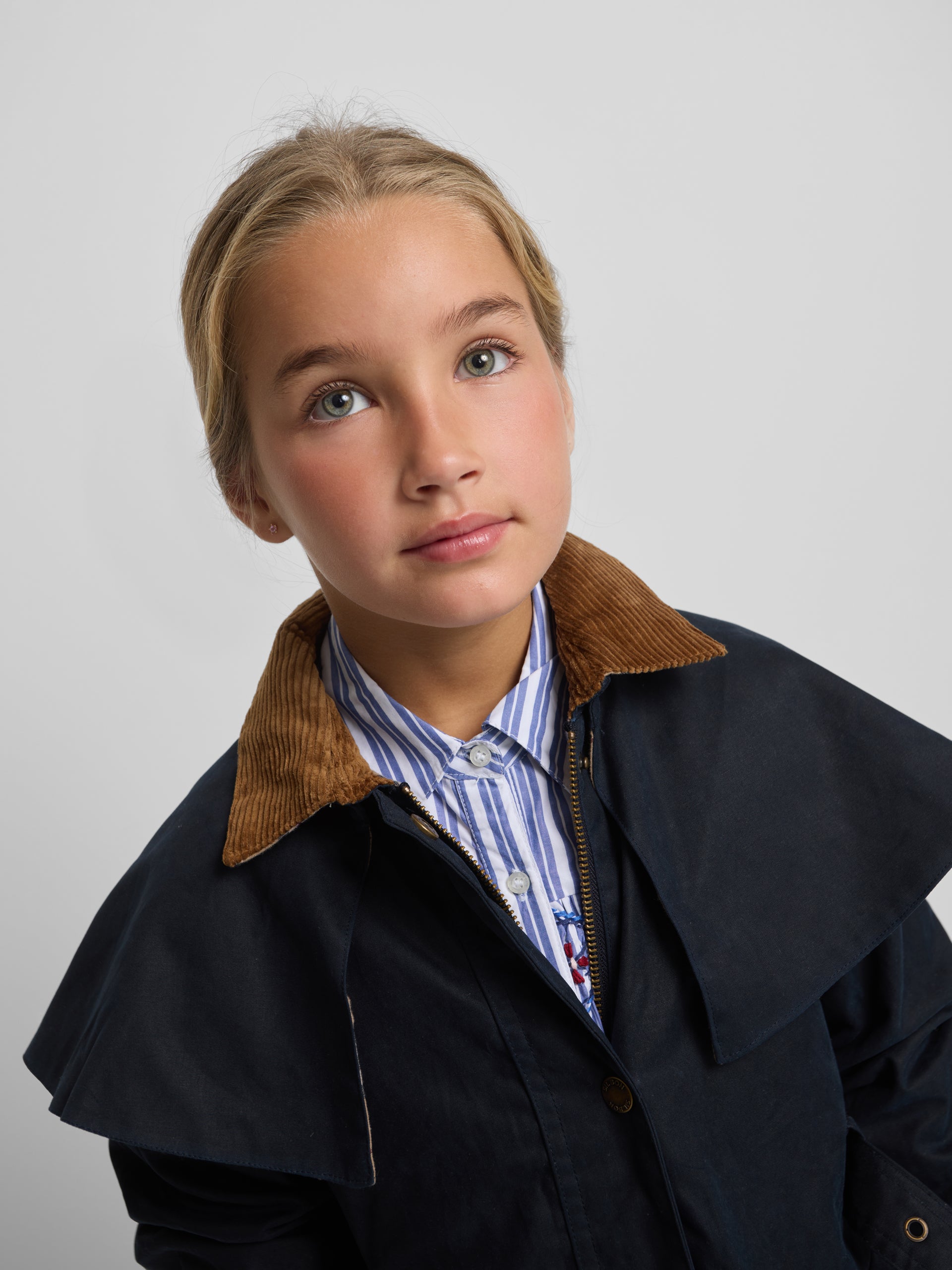 Parka longue bleu marine cirée pour filles