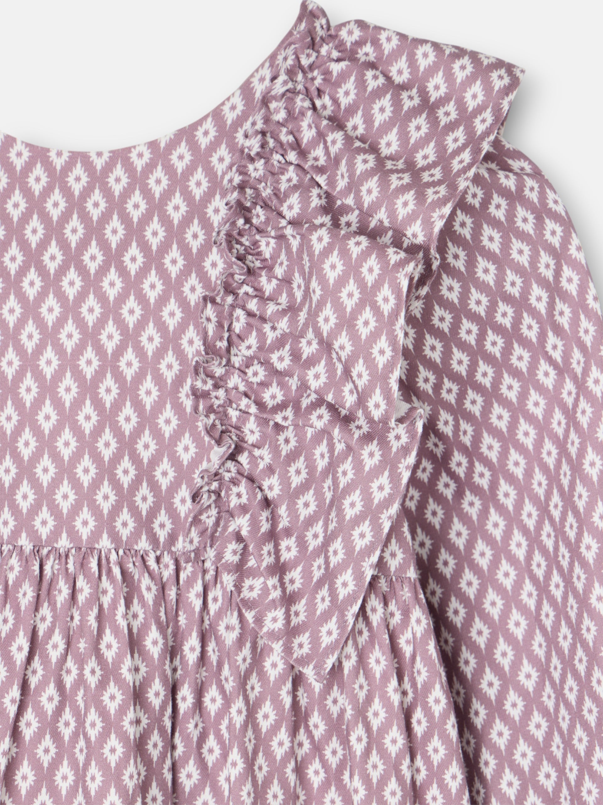 Vestido de menina estampado étnico roxo