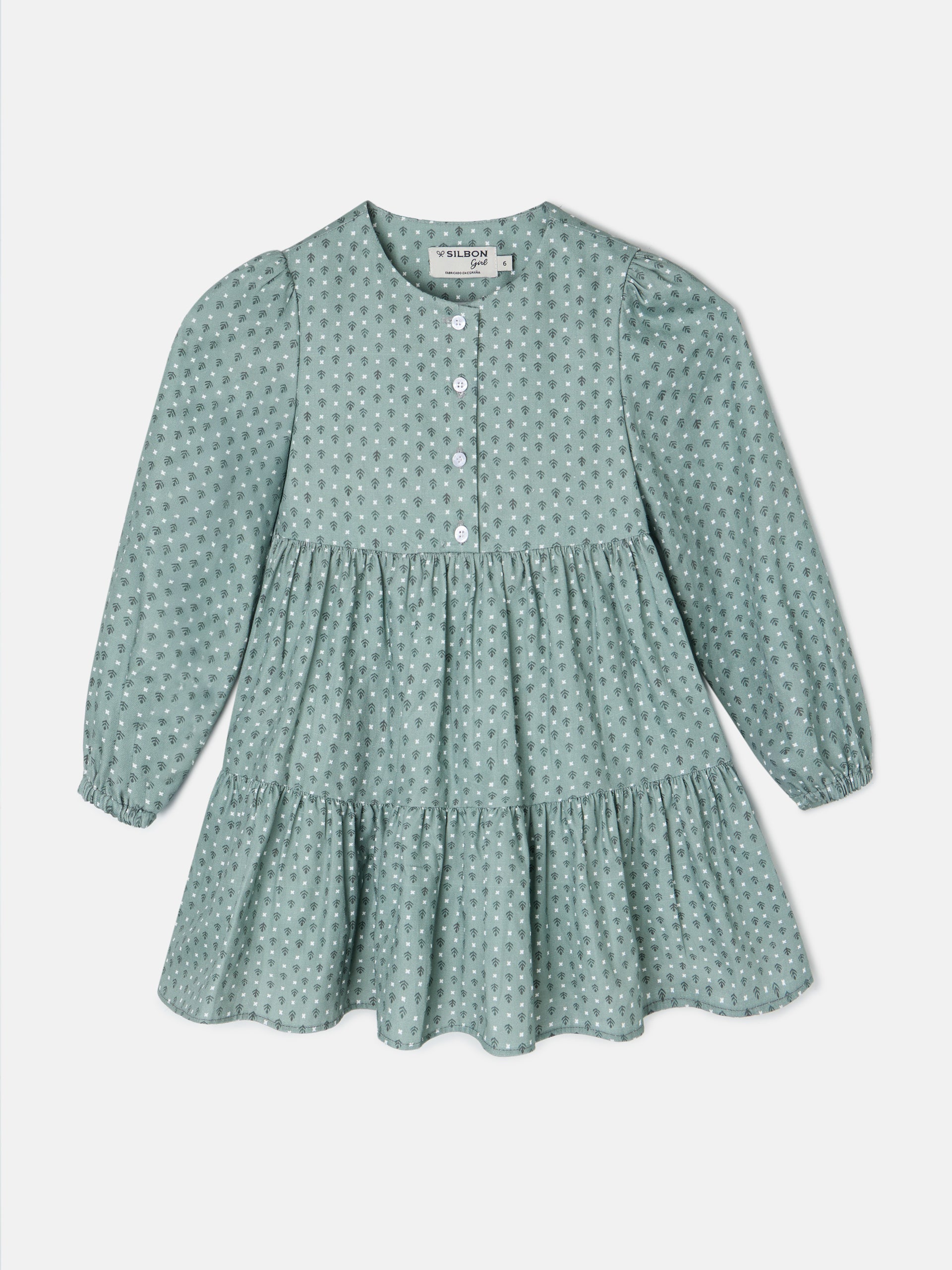 Vestido de menina estampado verde