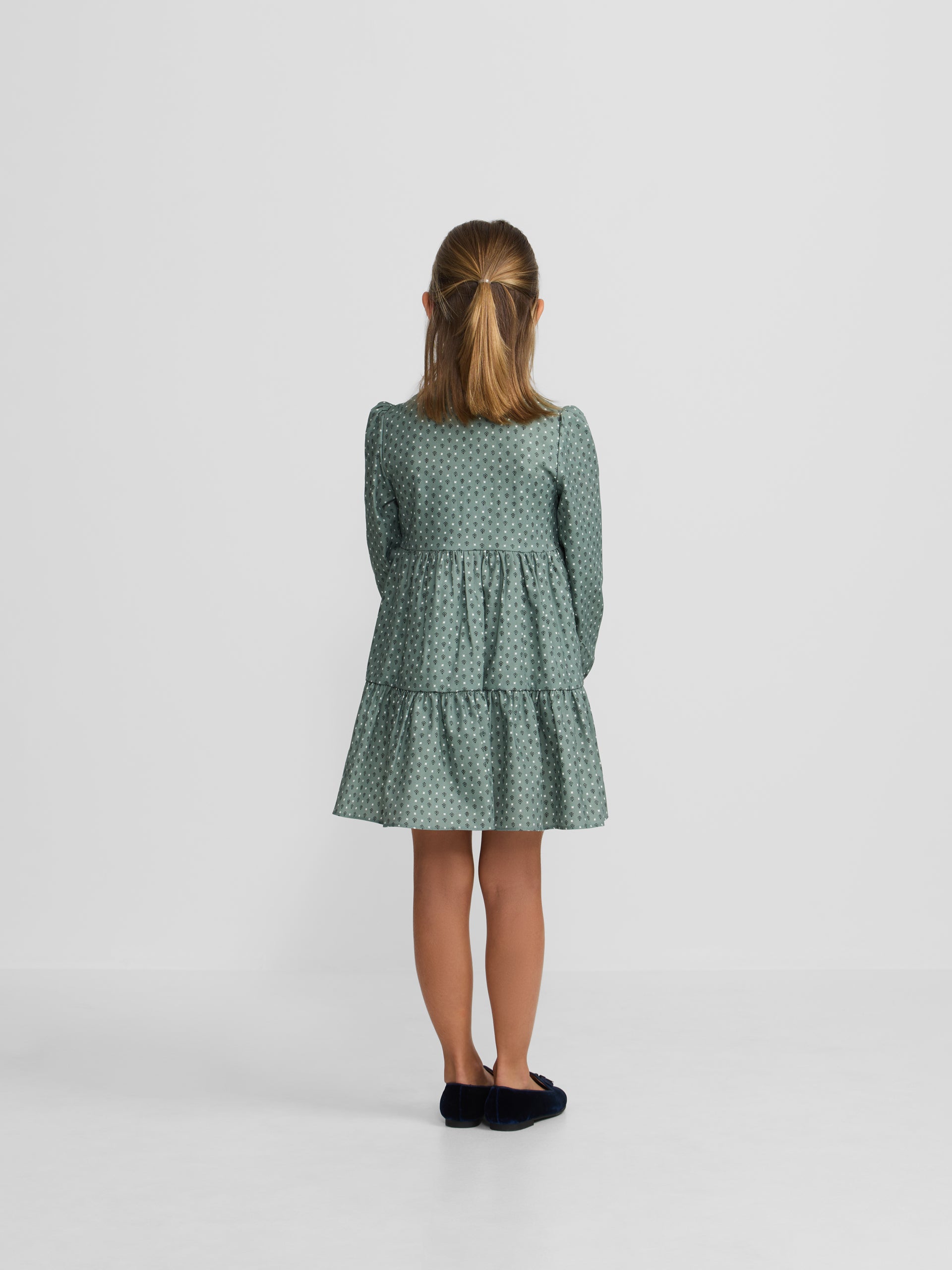 Vestido de menina estampado verde