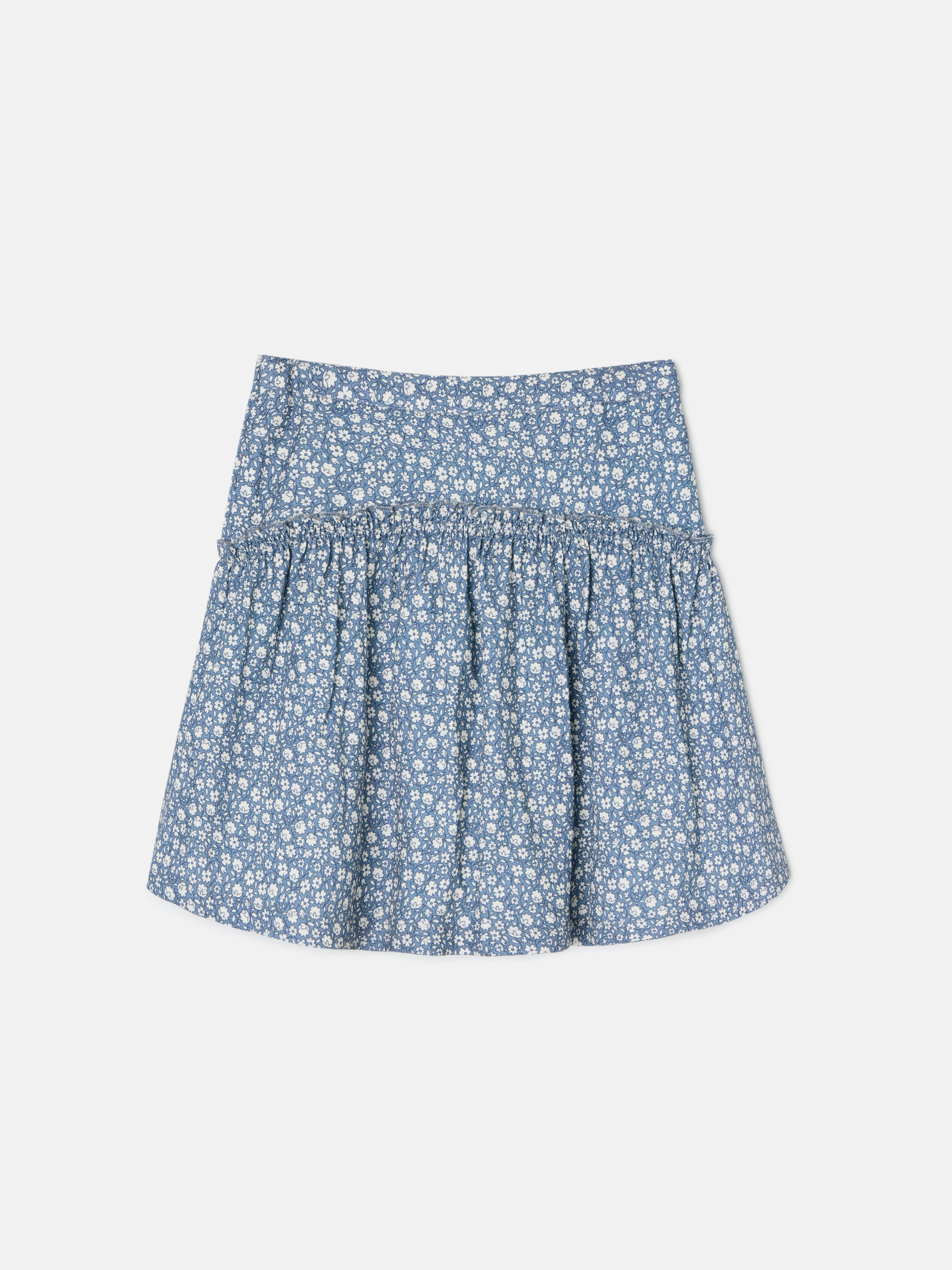 Light blue flower print girl skirt