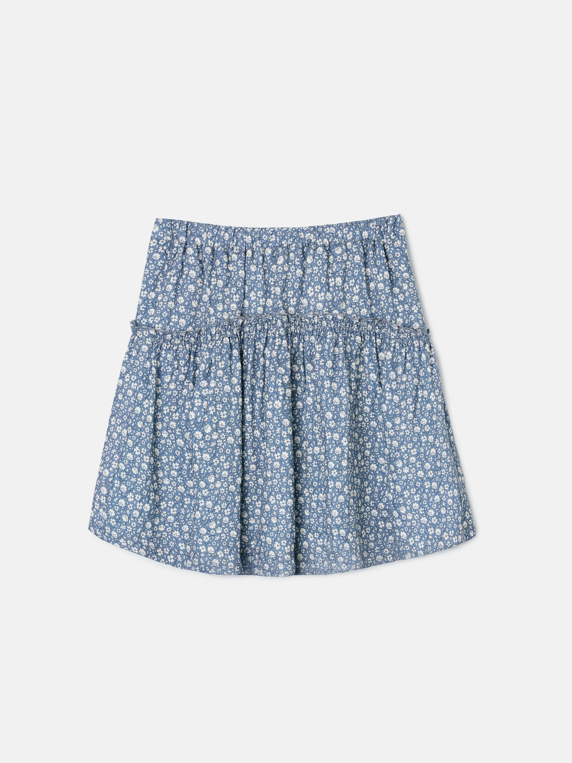 Light blue flower print girl skirt