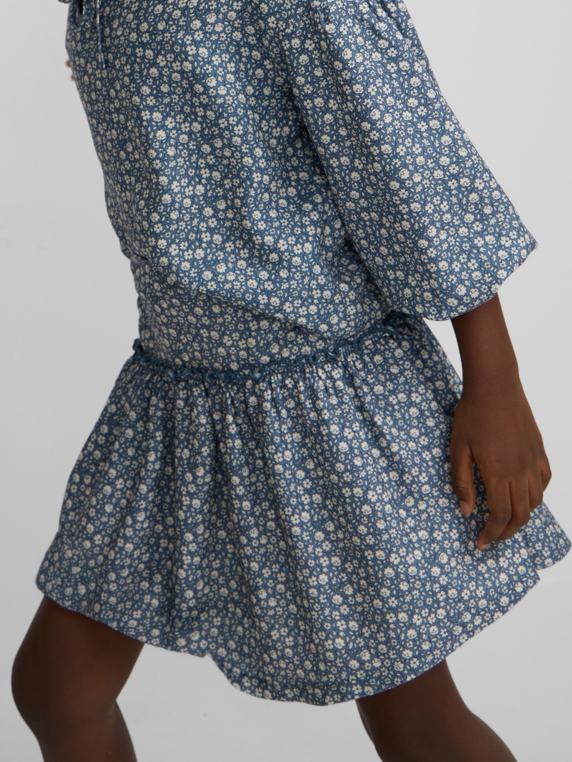 Light blue flower print girl skirt
