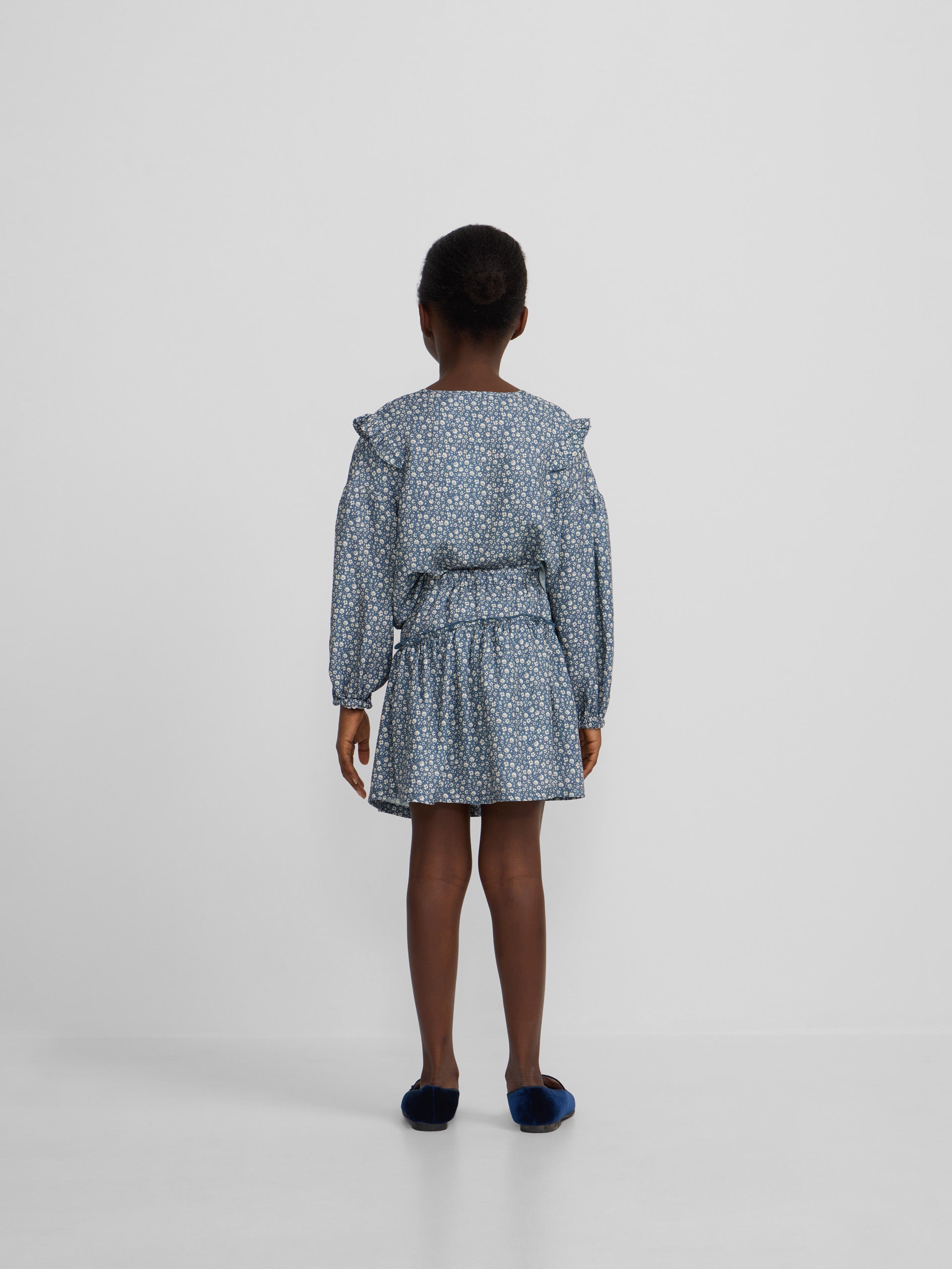 Light blue flower print girl skirt