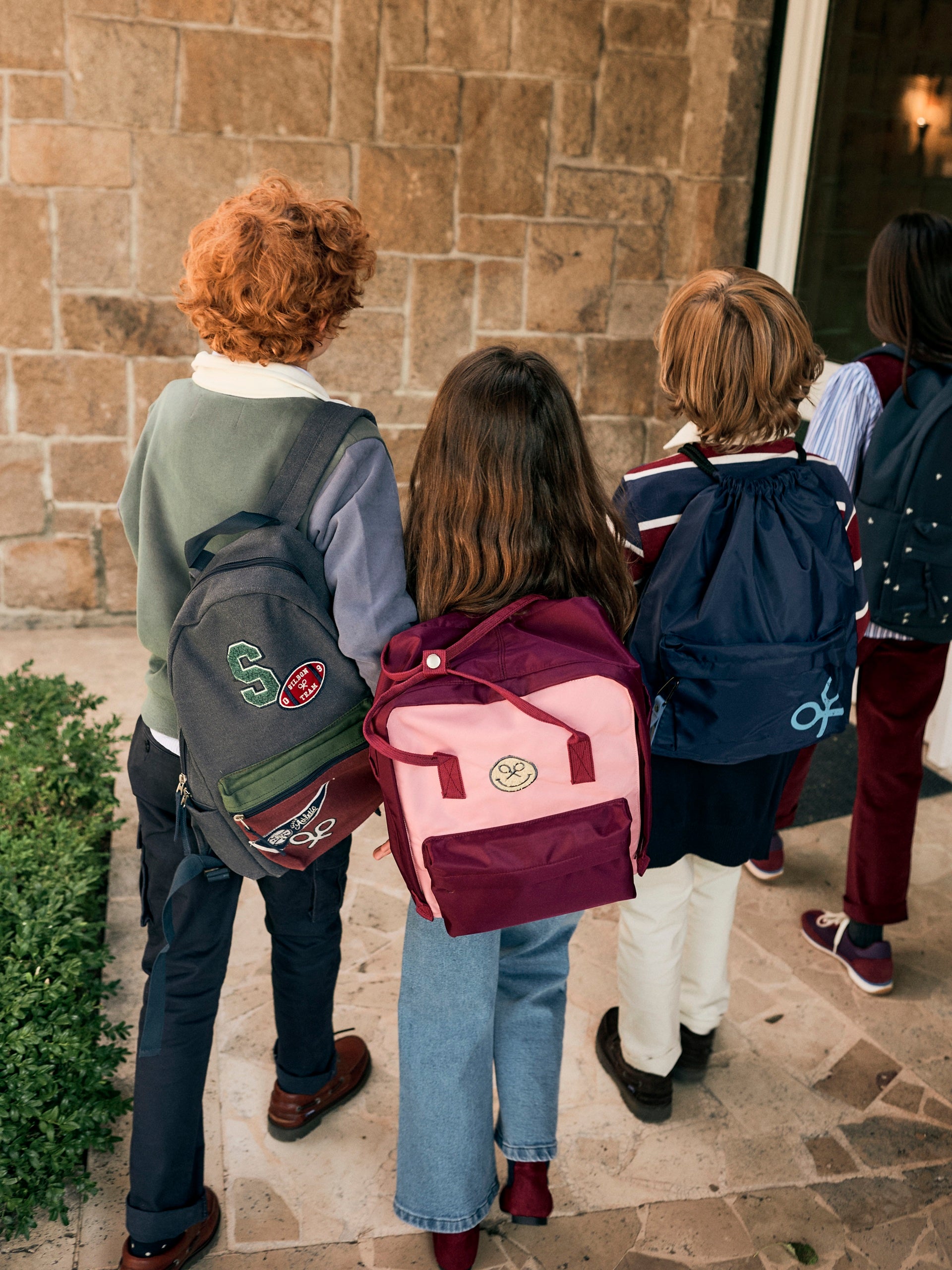 Pink and maroon girl smile backpack
