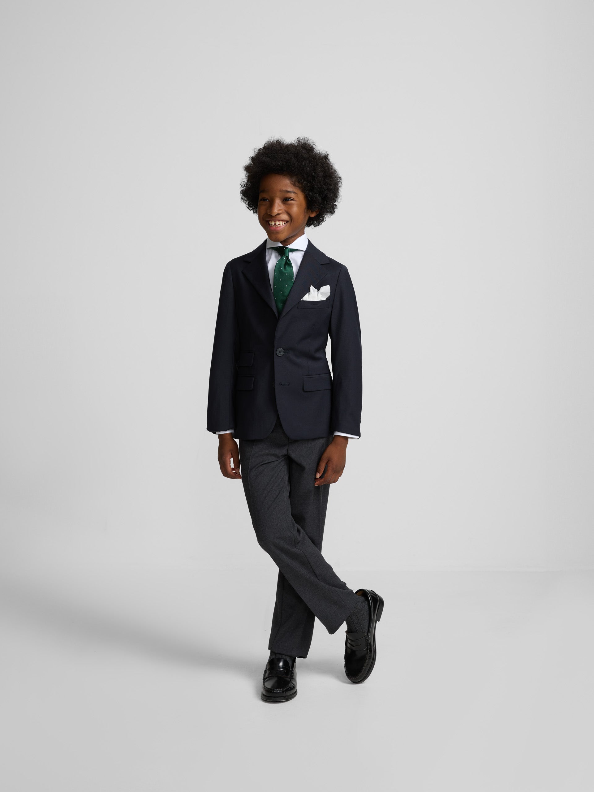 Blazer clássica lisa azul-marinho para crianças