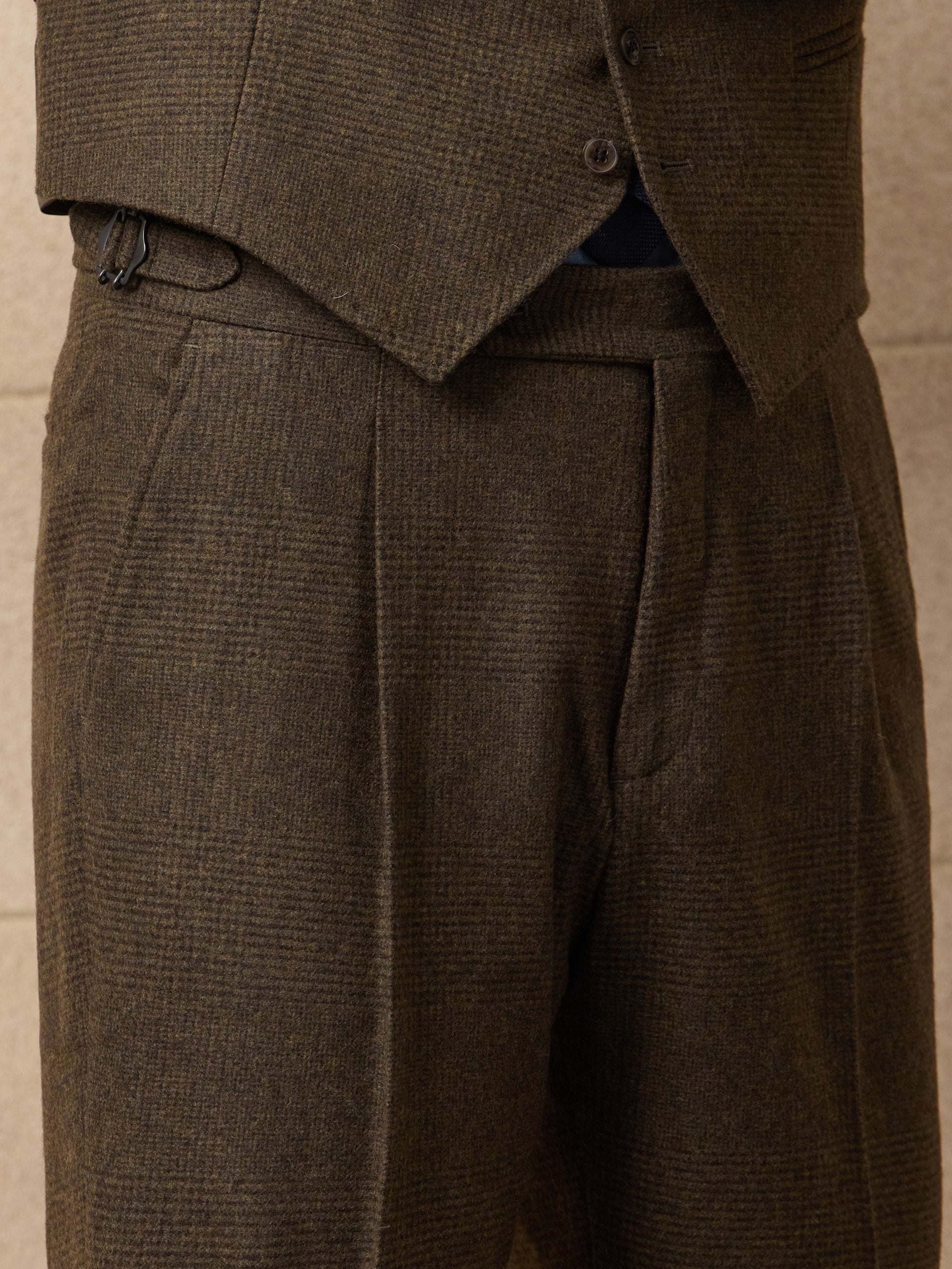 Pantalon traje unique gales verde marron