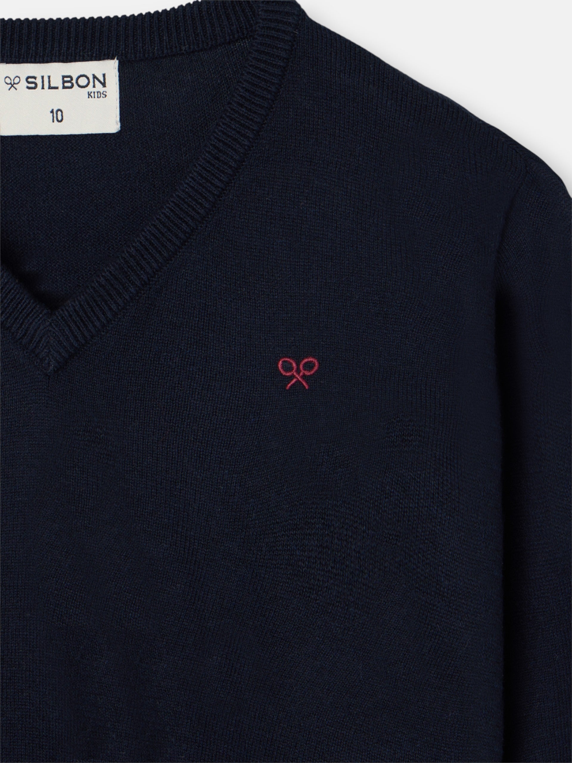 Pull bleu marine col V pour enfant