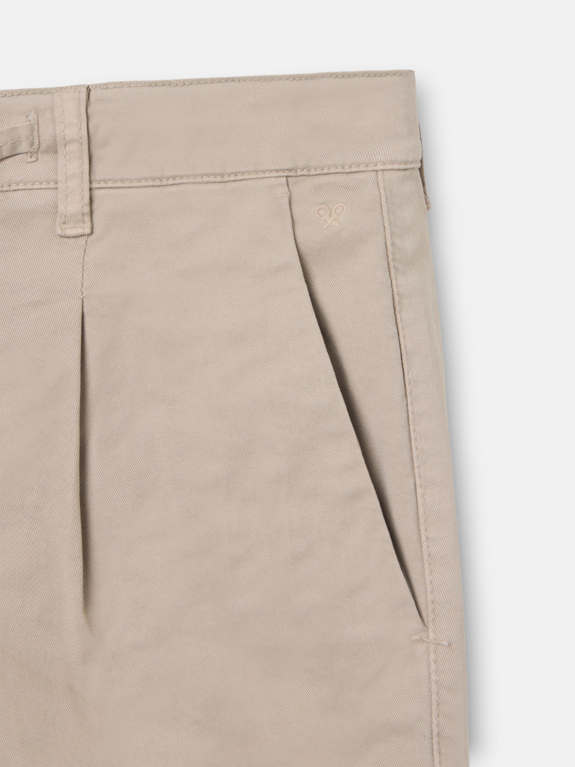 Beige pleated cargo jogger pants
