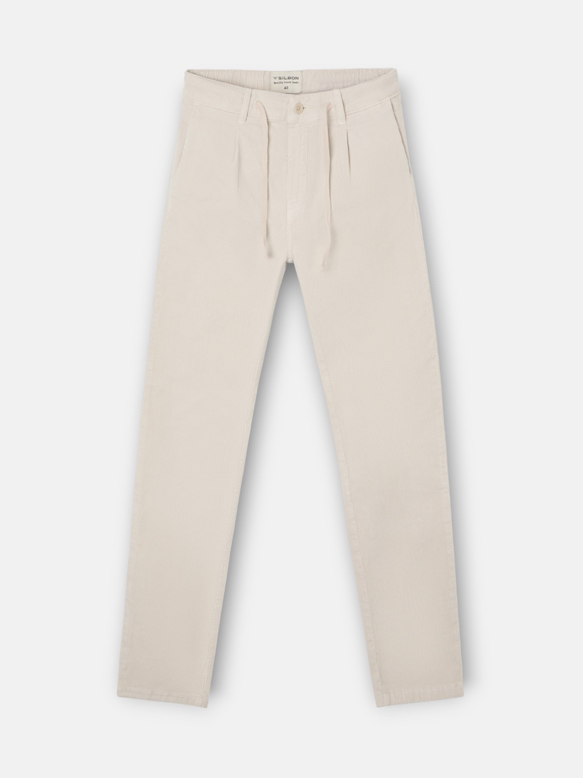 Pantalon de jogging plissé en velours côtelé beige clair