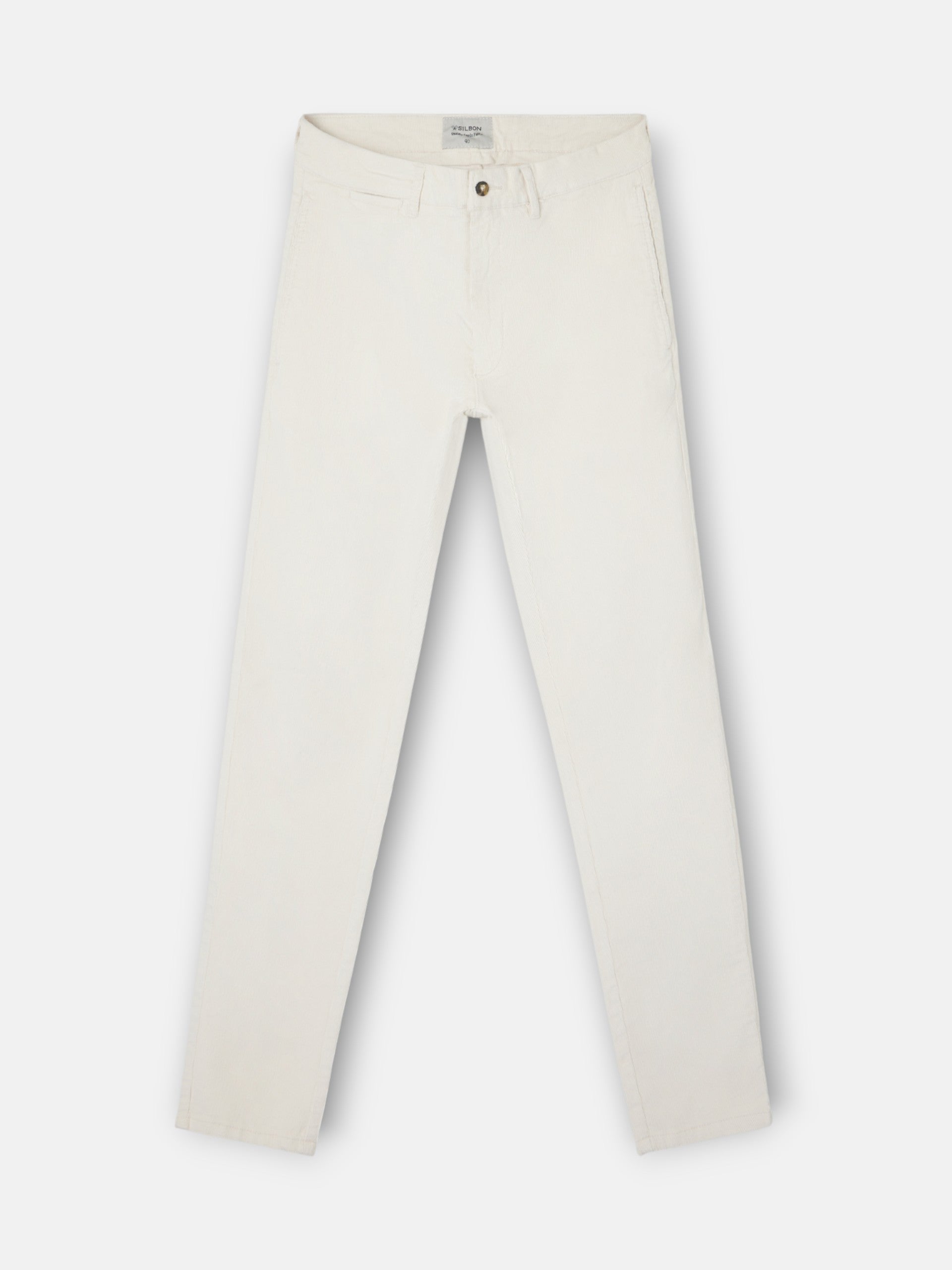 Calças chino desportivas em bombazina bege