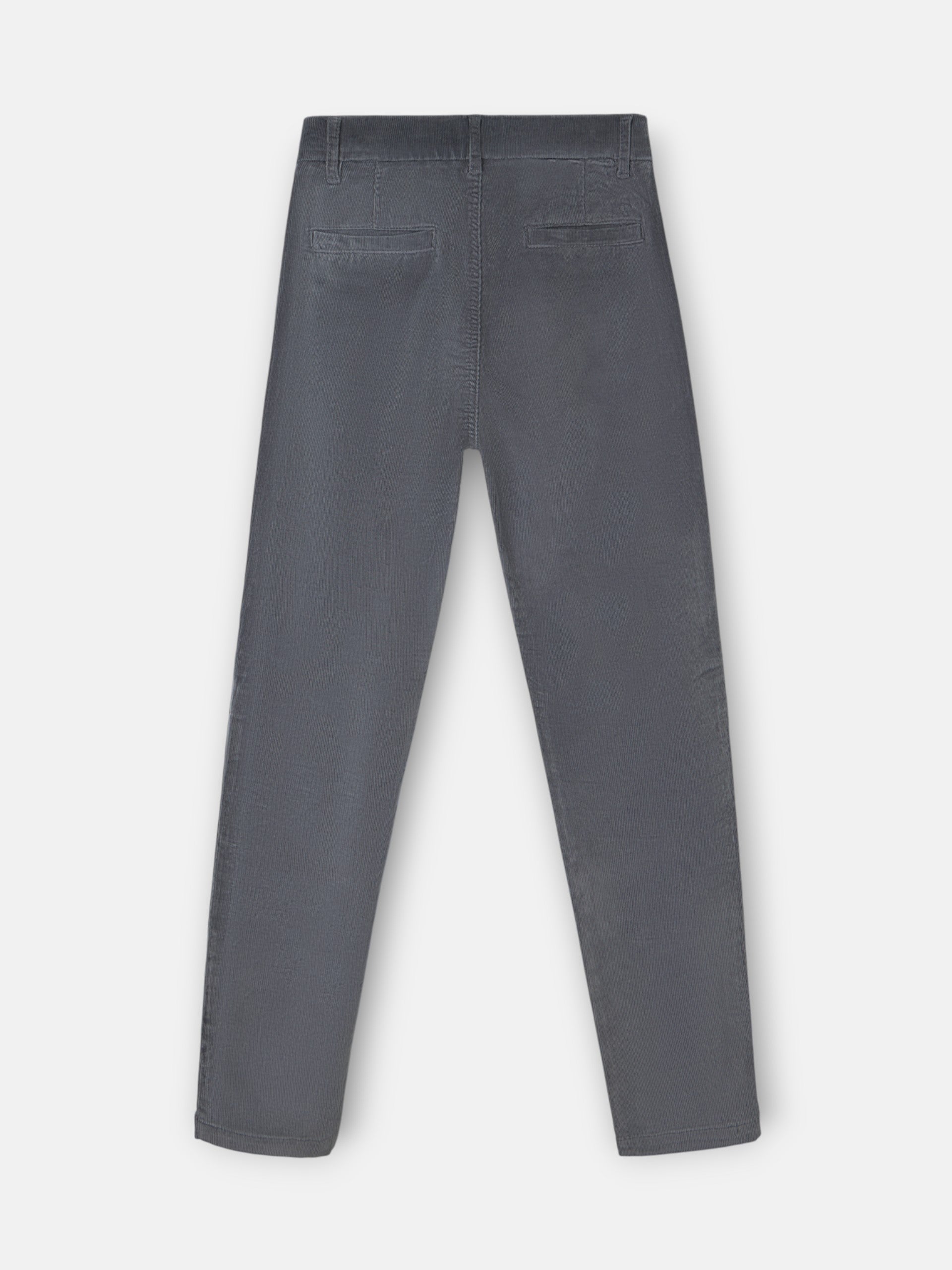 Pantalon chino sport en velours côtelé gris foncé à plis