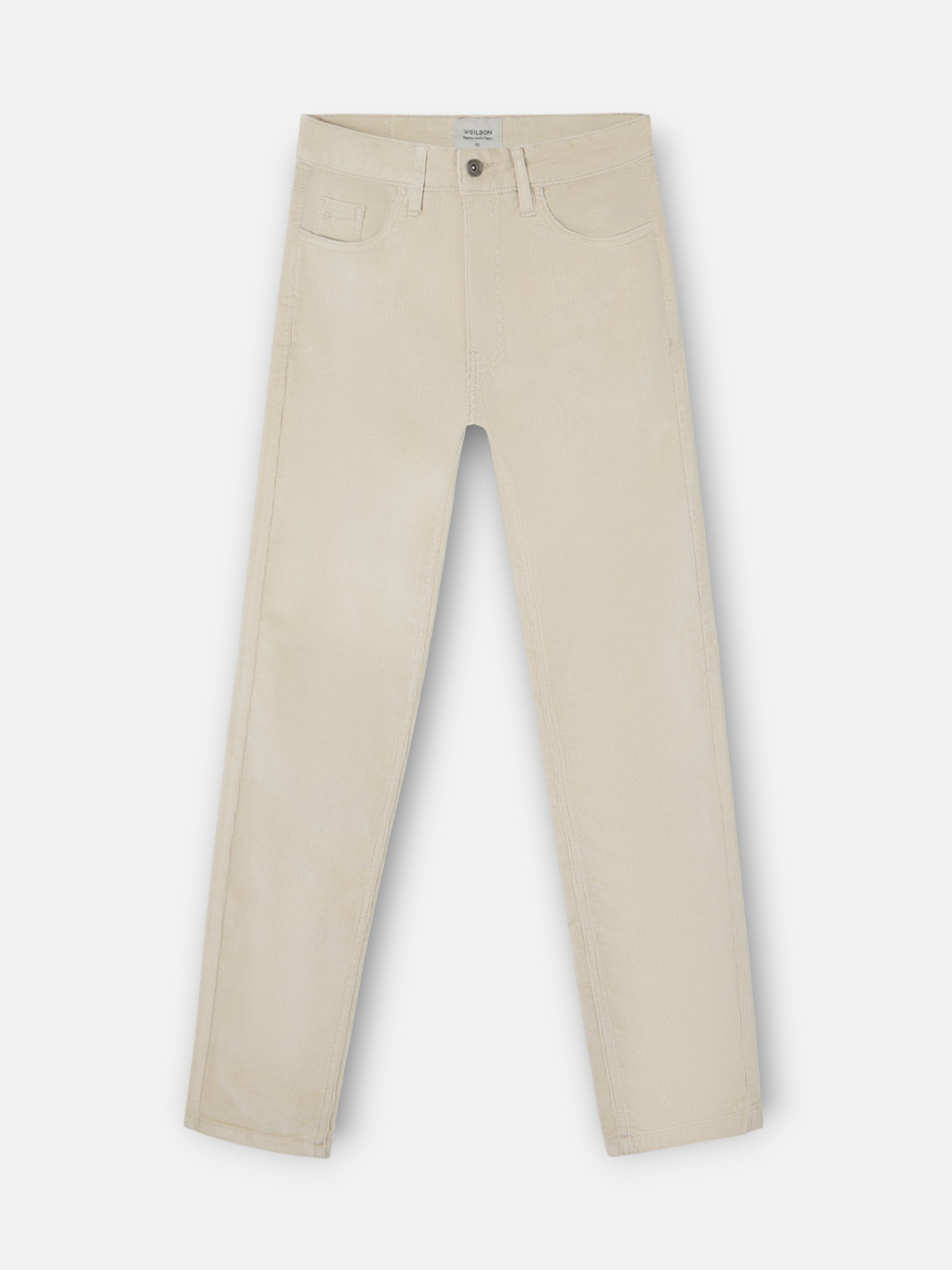 pantalon de sport beige en velours côtelé à cinq poches