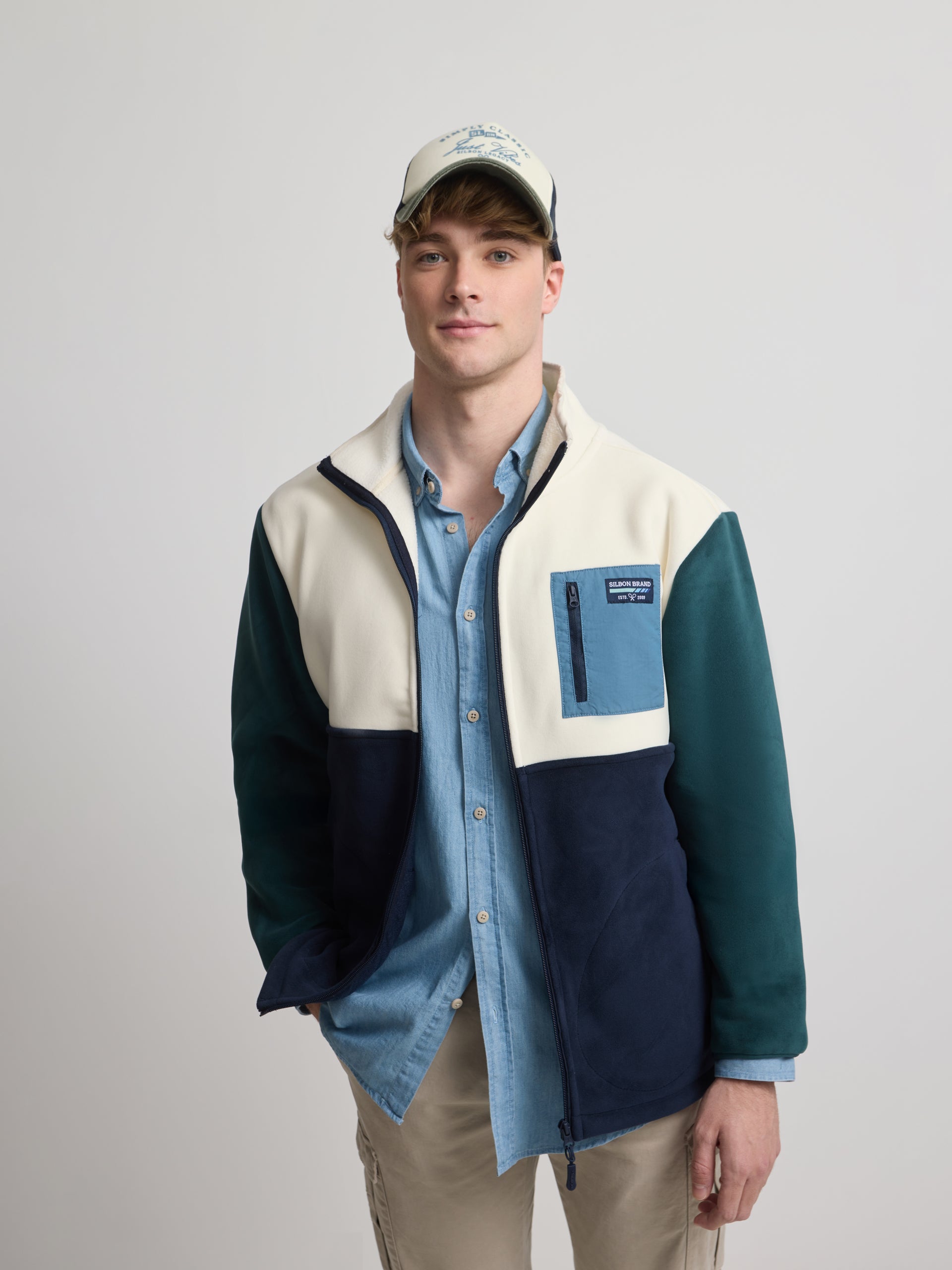 Multicolor navy blue fleece