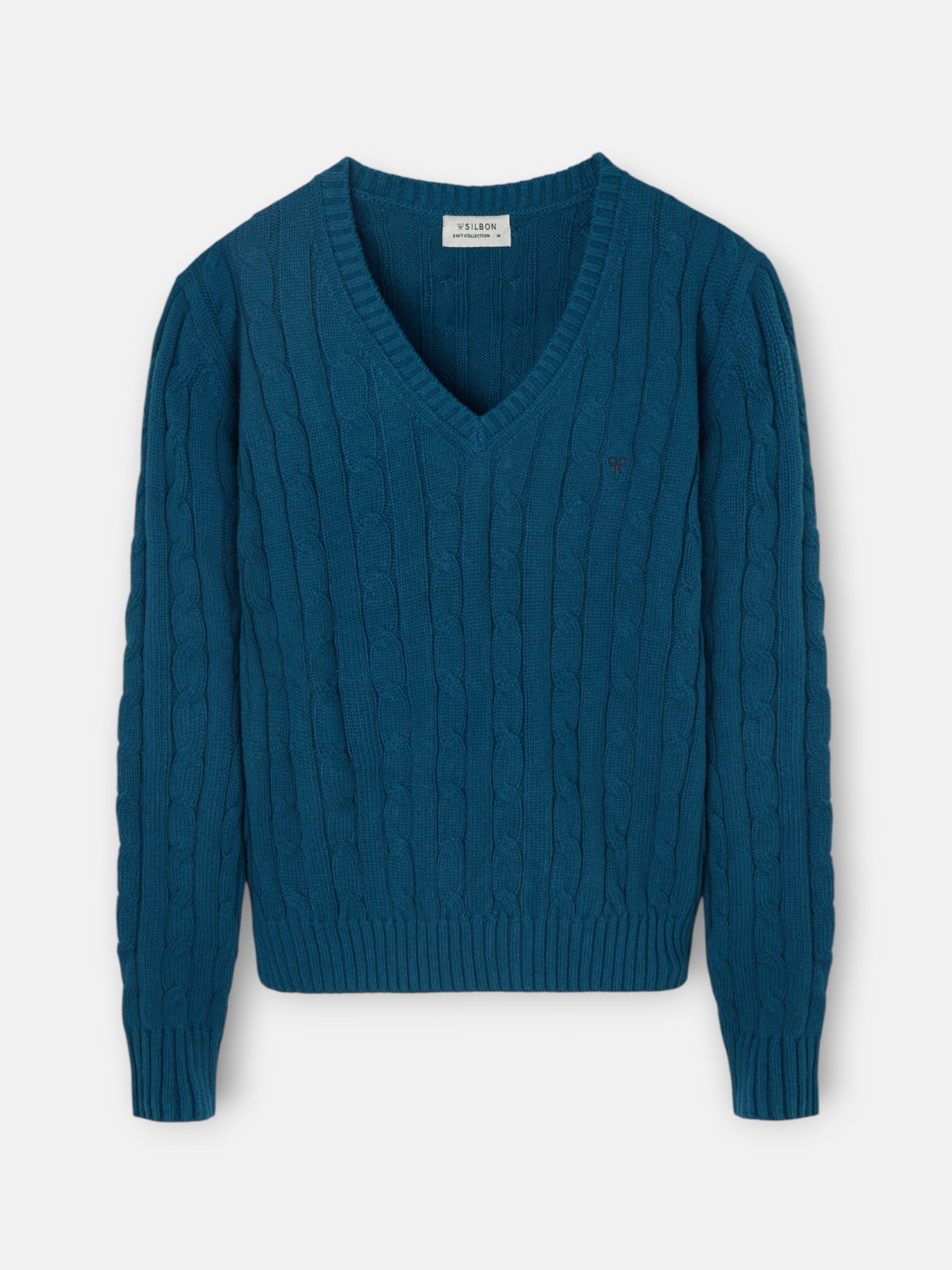 Pull en maille vert à col en V