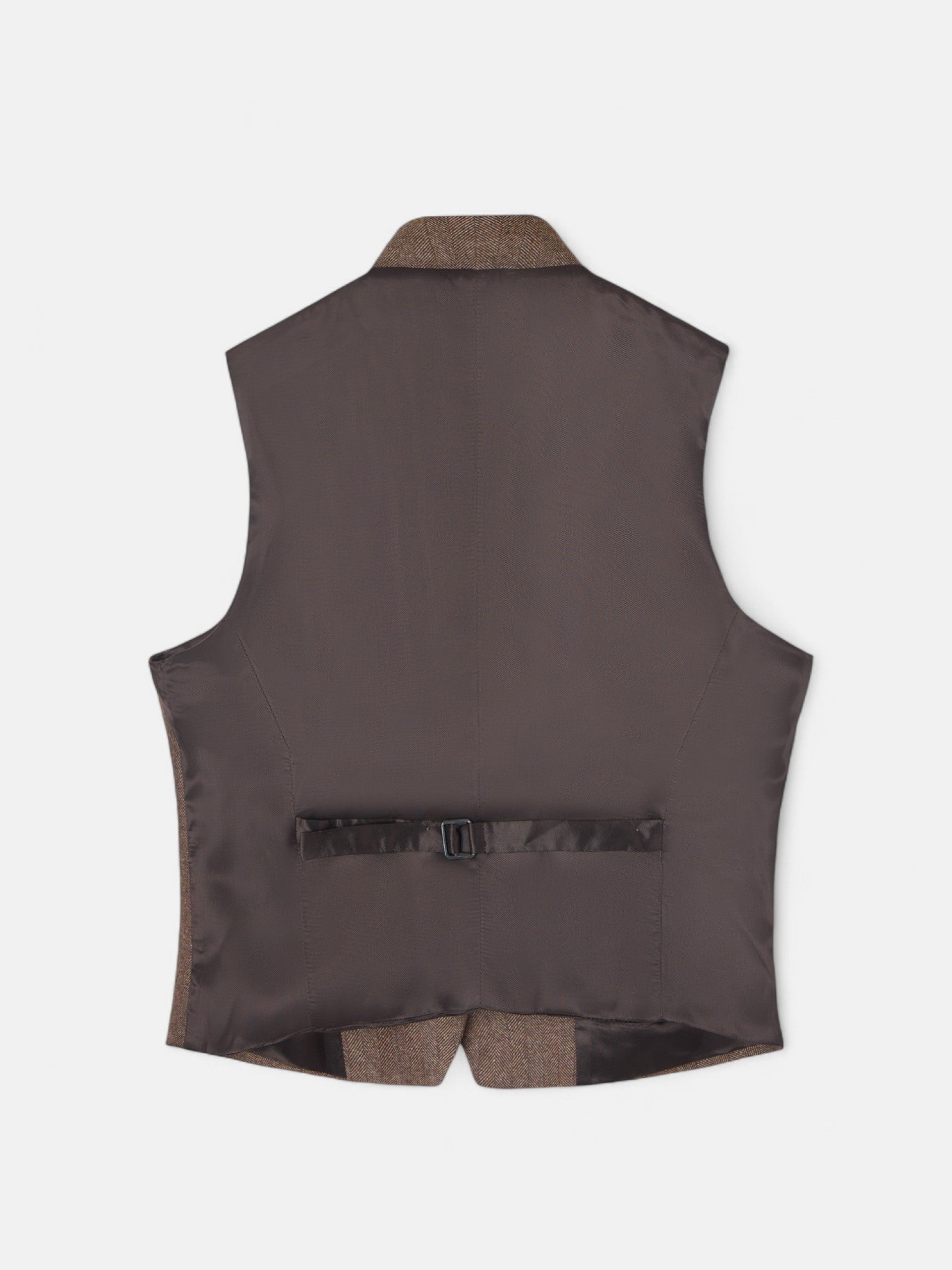 Chaleco cruzado botones espiga marron