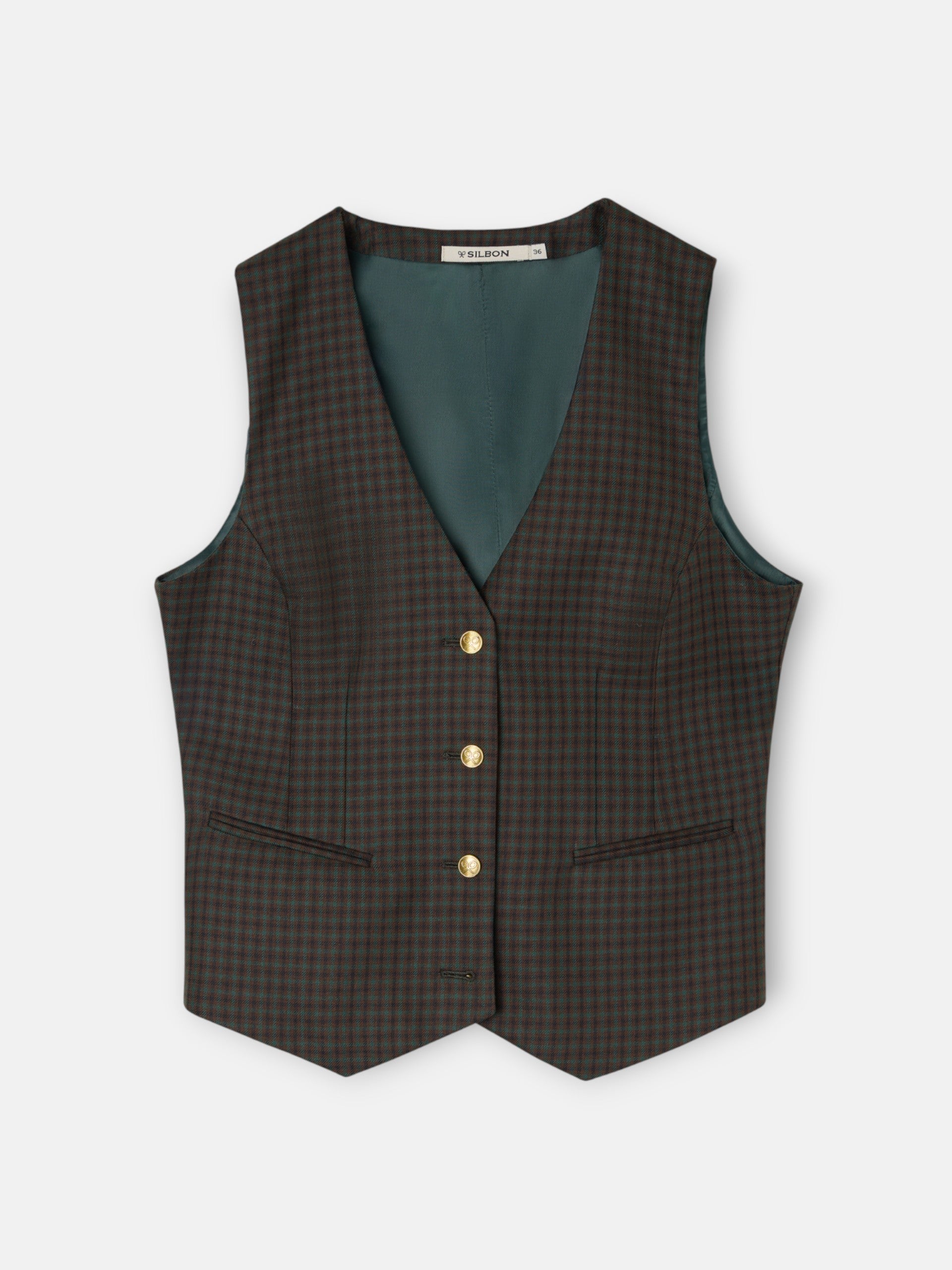 Colete clássico de xadrez verde