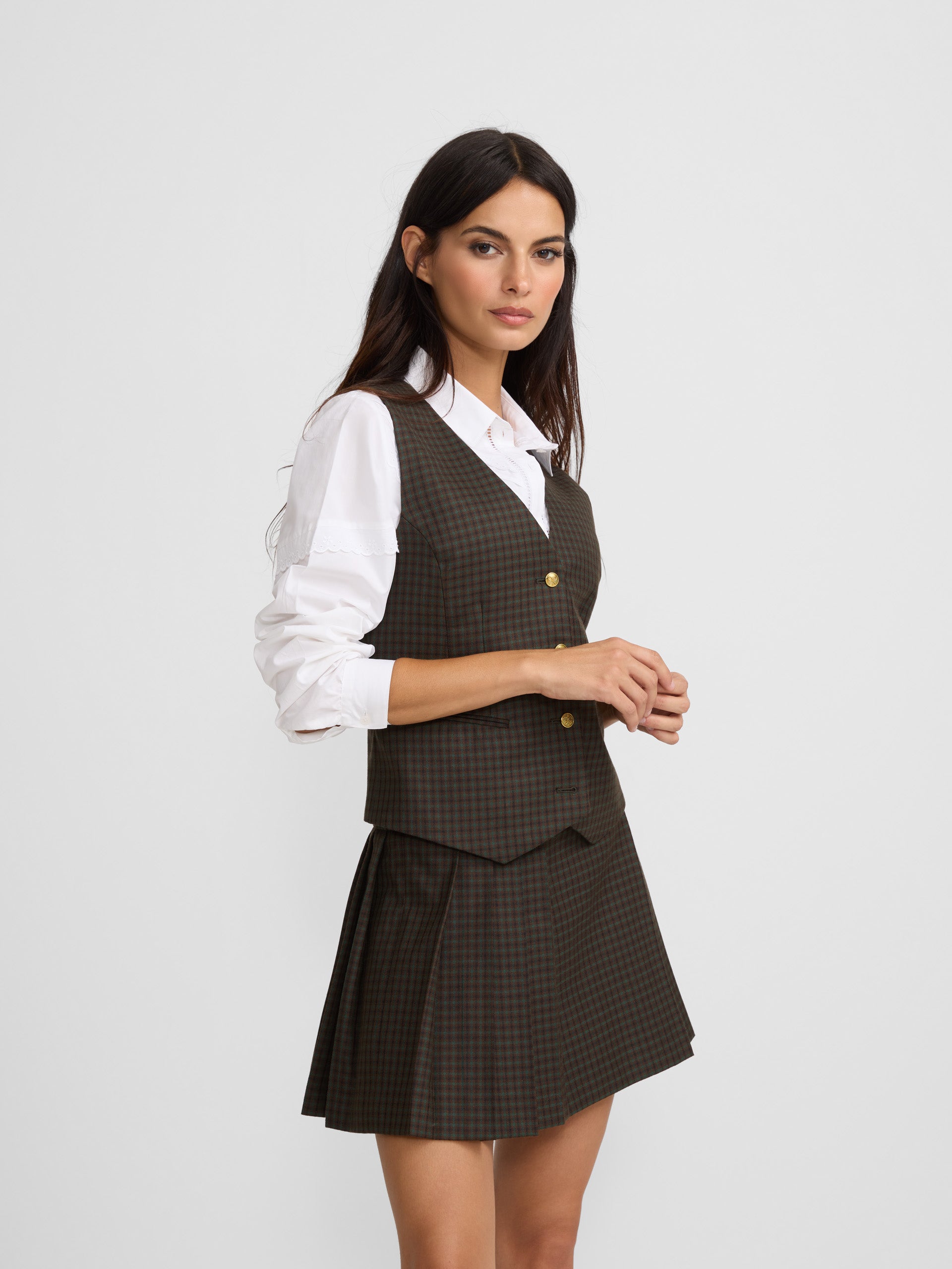 Colete clássico de xadrez verde