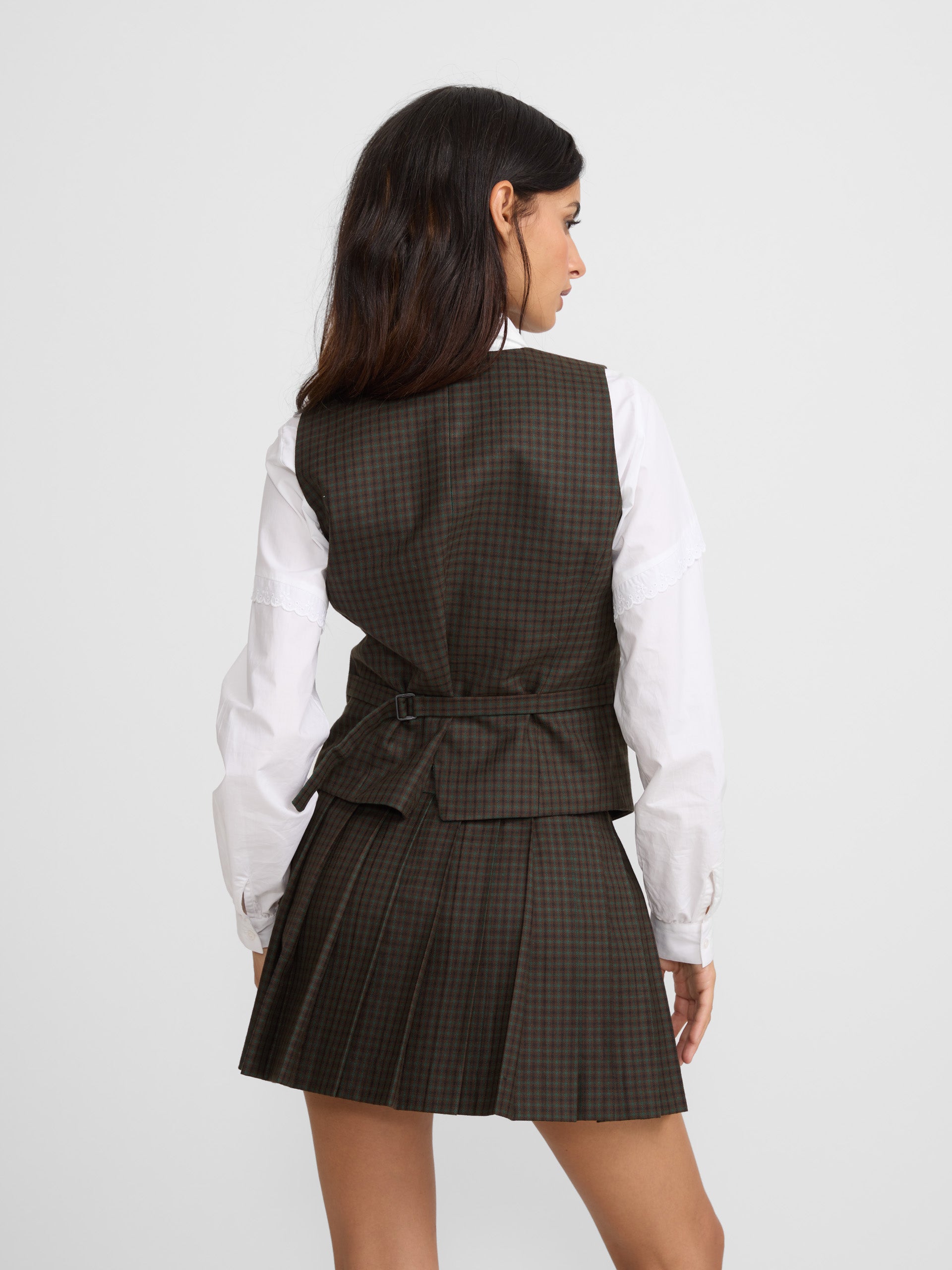 Colete clássico de xadrez verde