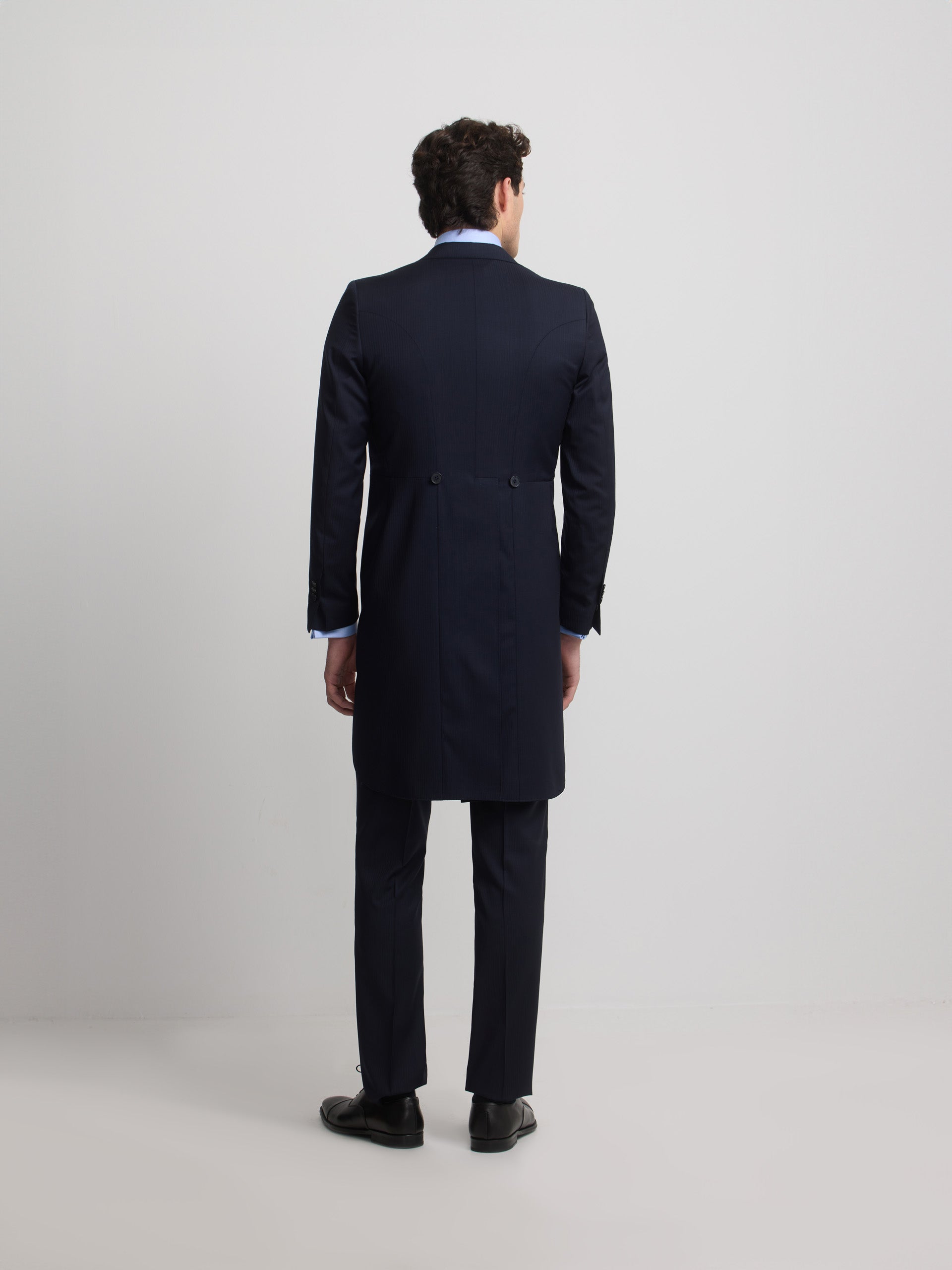Navy blue herringbone tailcoat