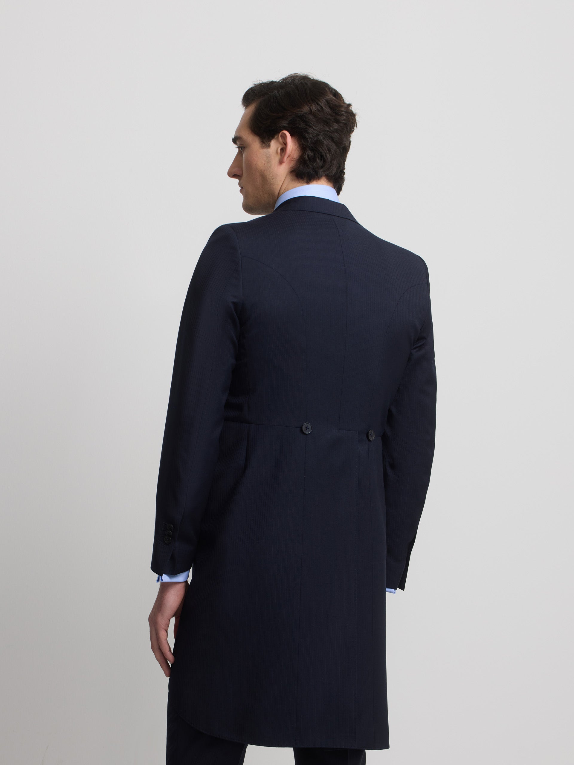 Navy blue herringbone tailcoat