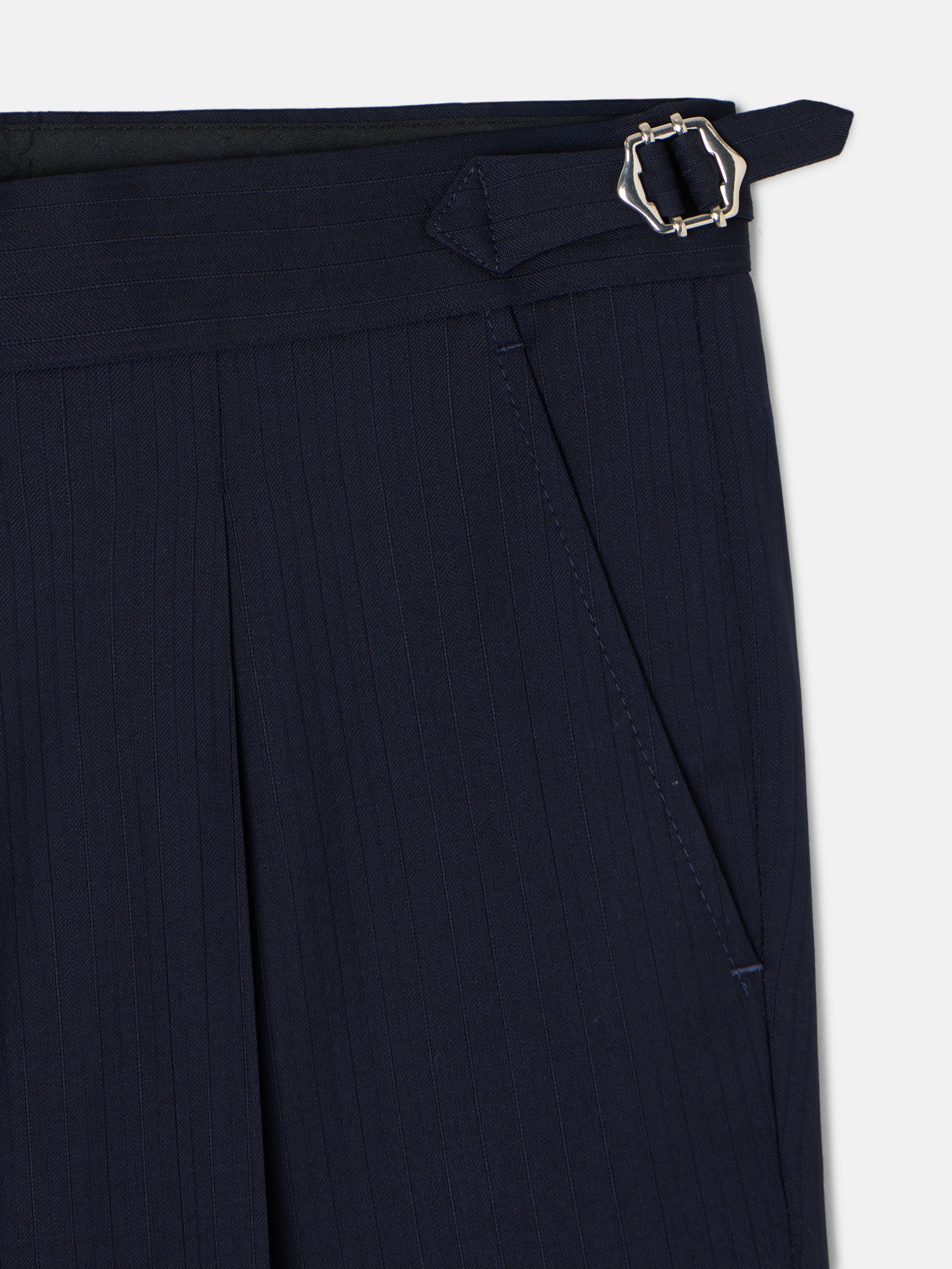 Navy blue herringbone suit trousers
