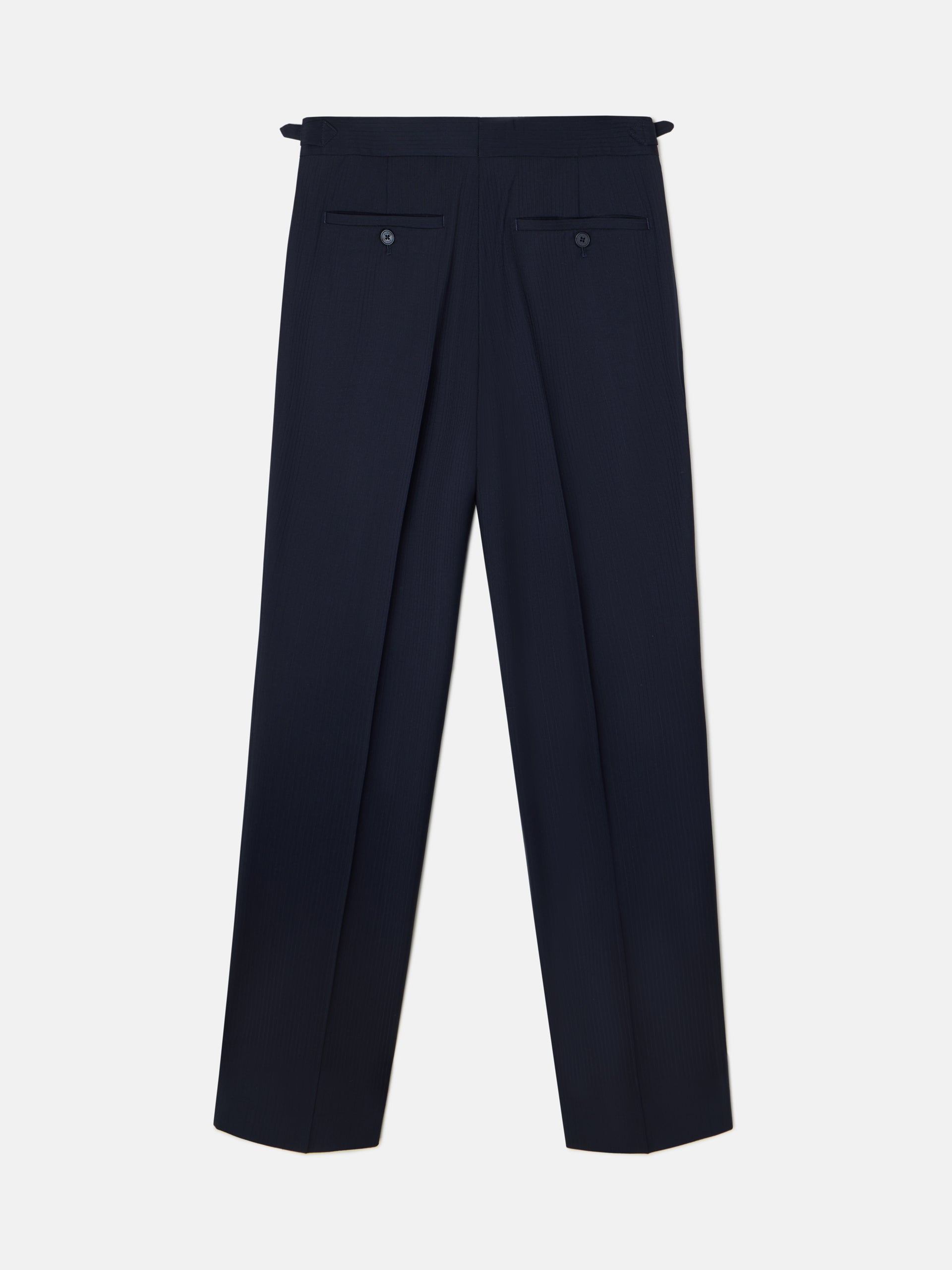 Navy blue herringbone suit trousers