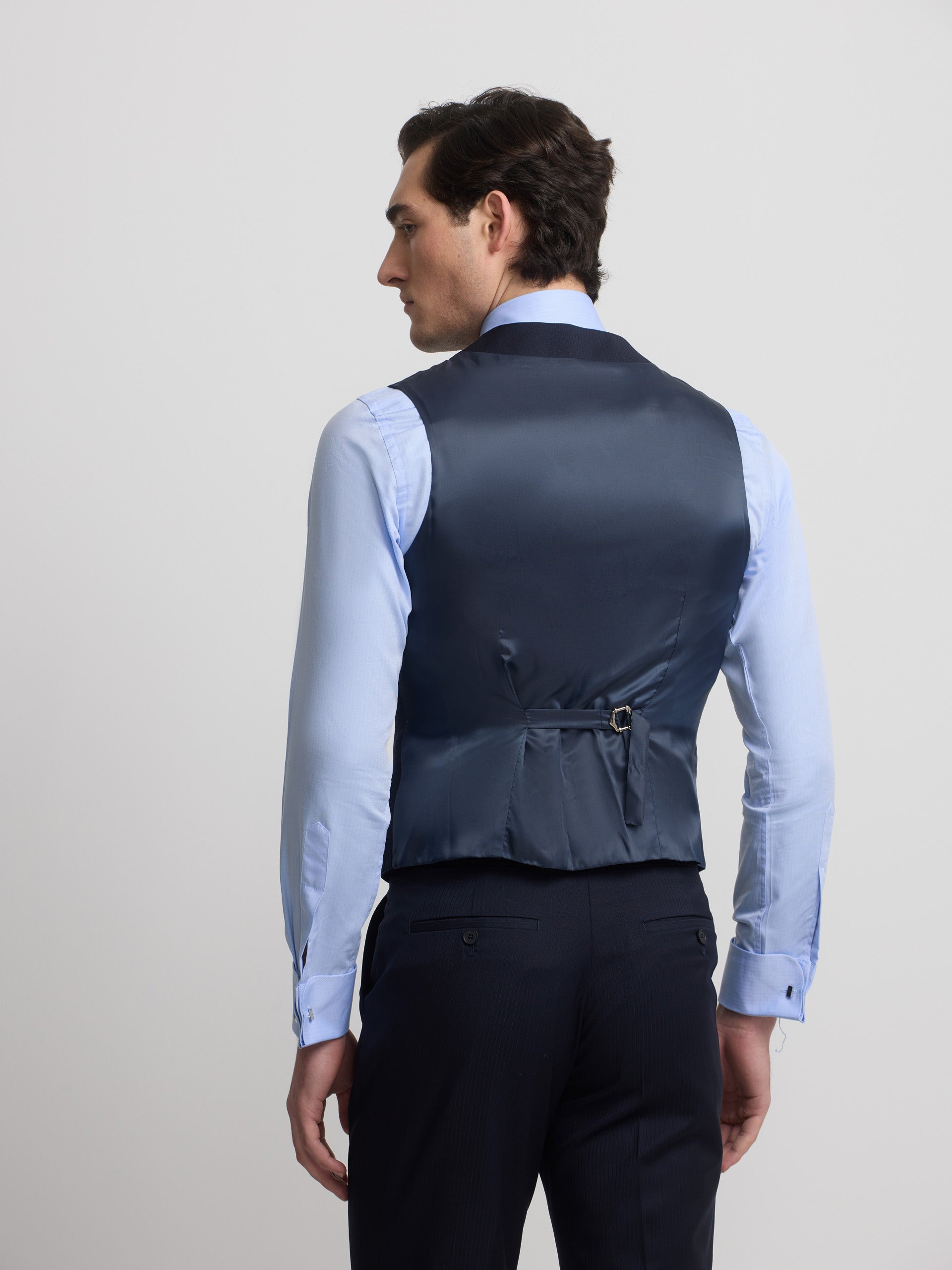 Navy blue herringbone waistcoat