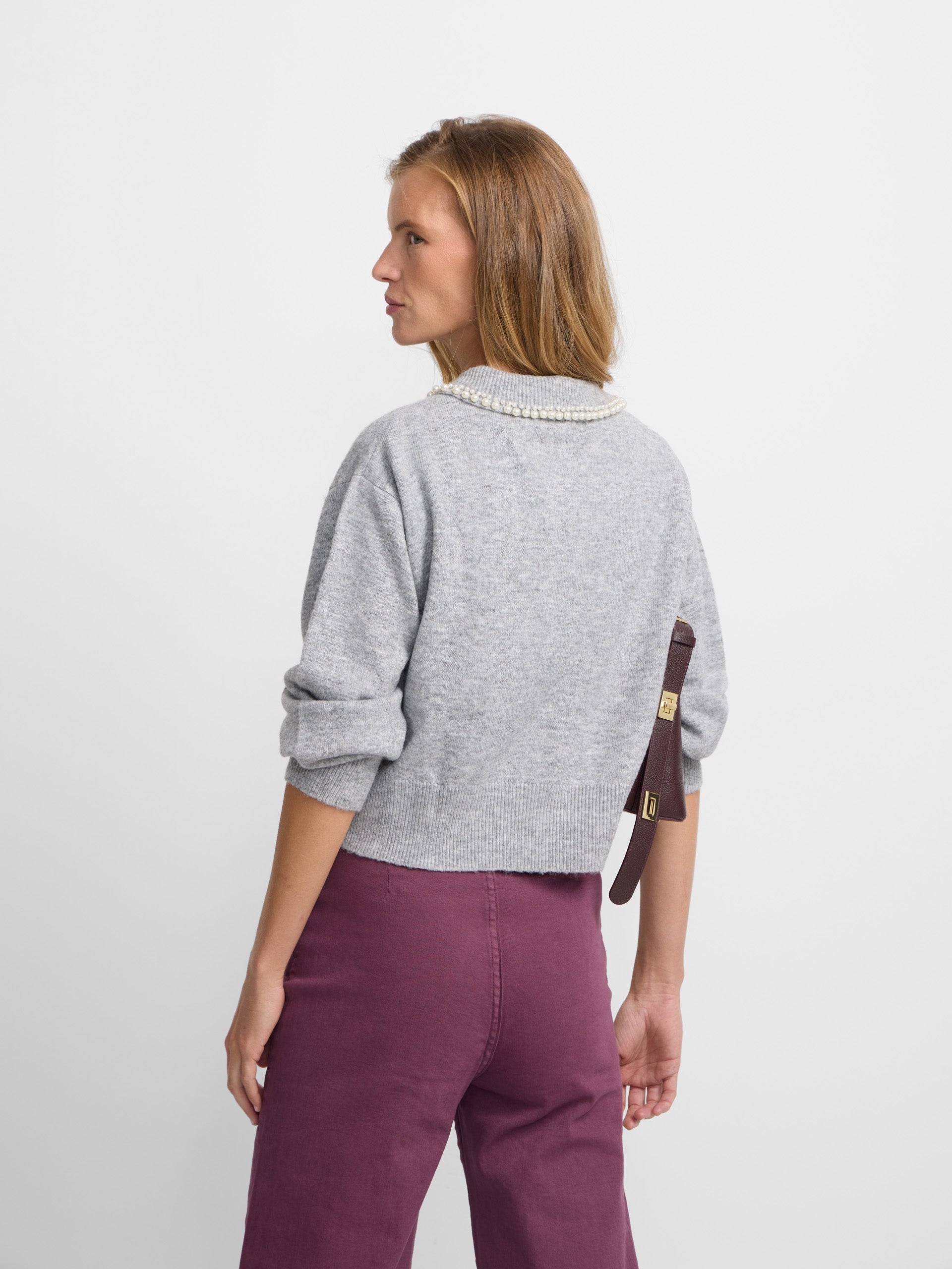 Jersey cuello polo gris